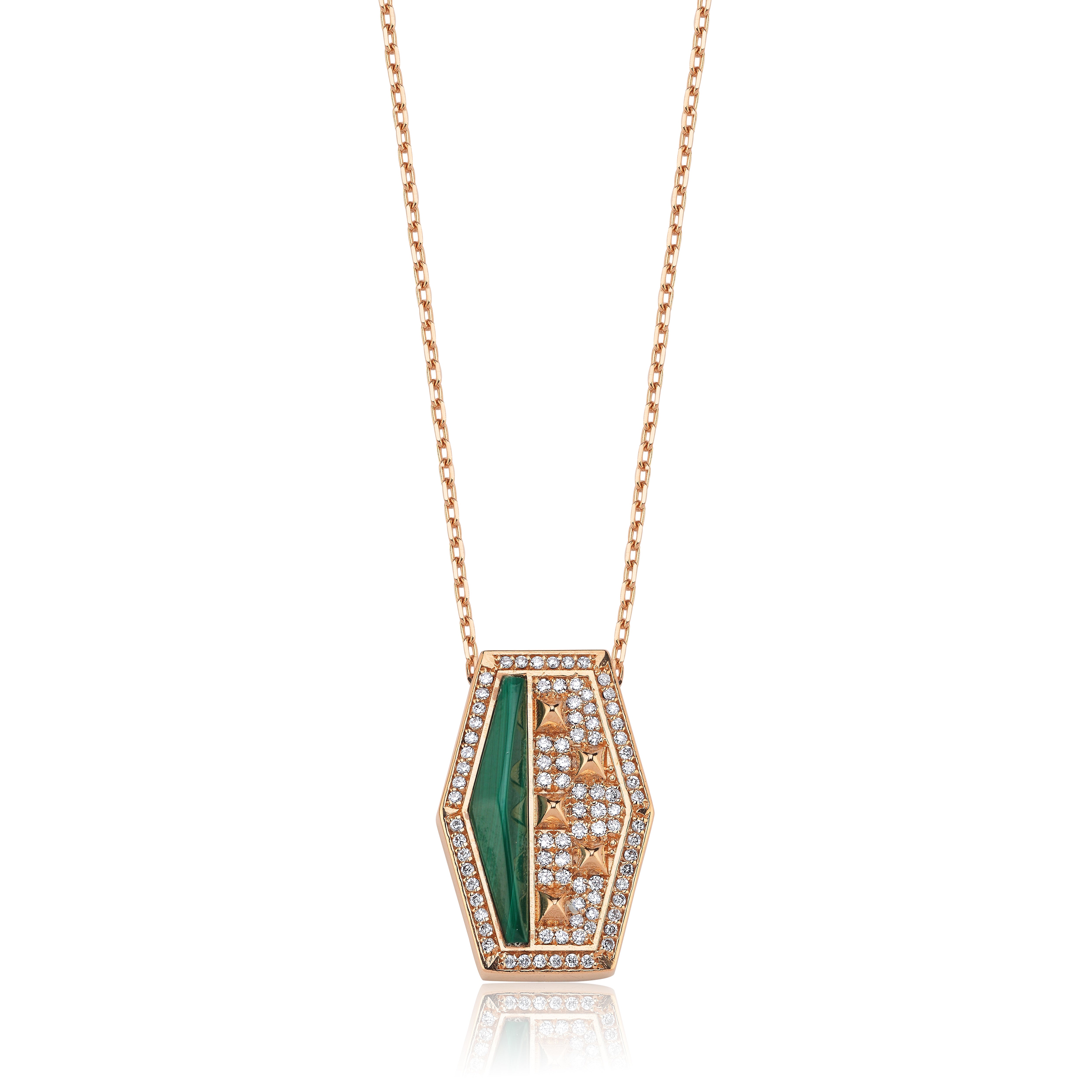 Intersection Diamond Naturel Malachite Necklace