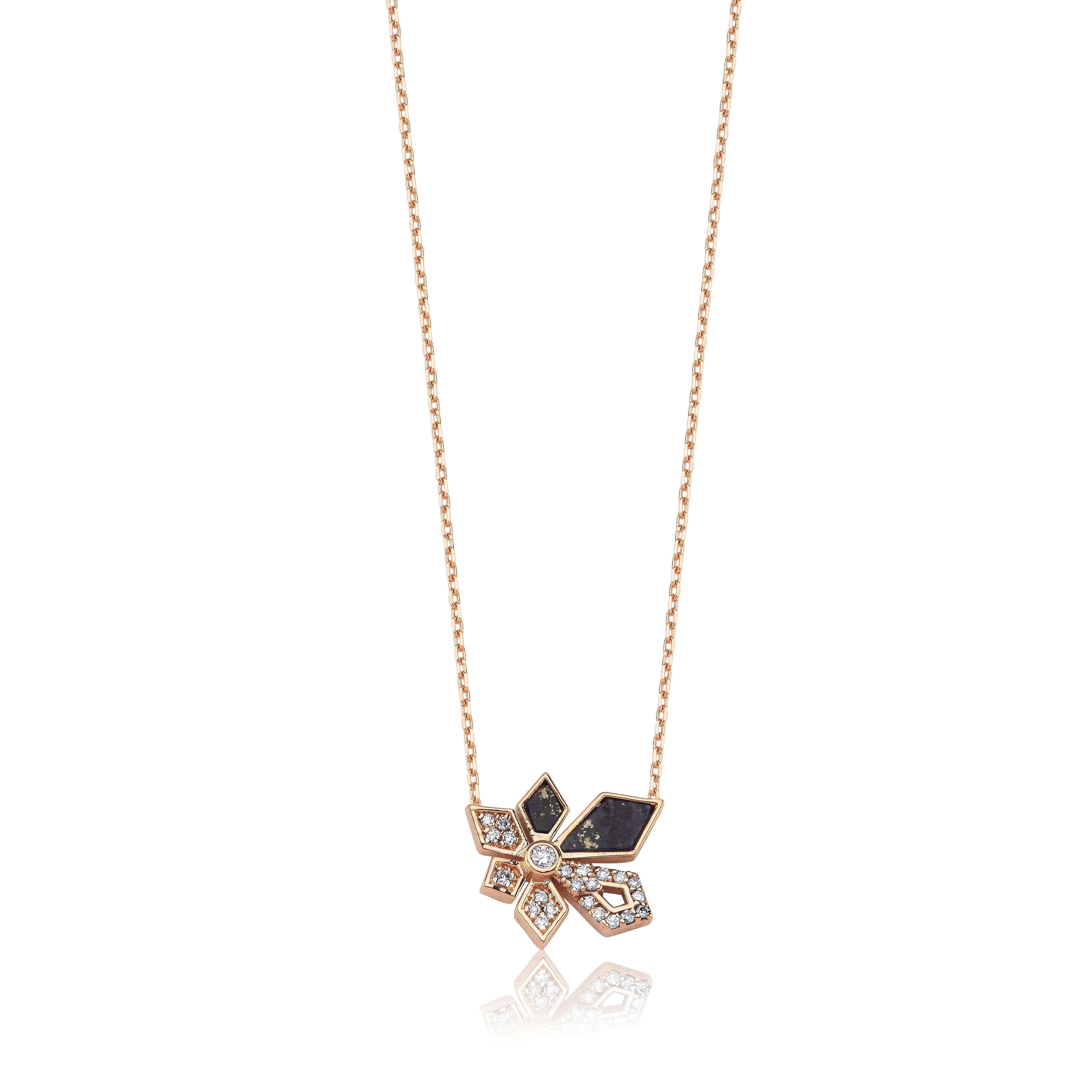 Fiore Diamond Natural Lapis Necklace