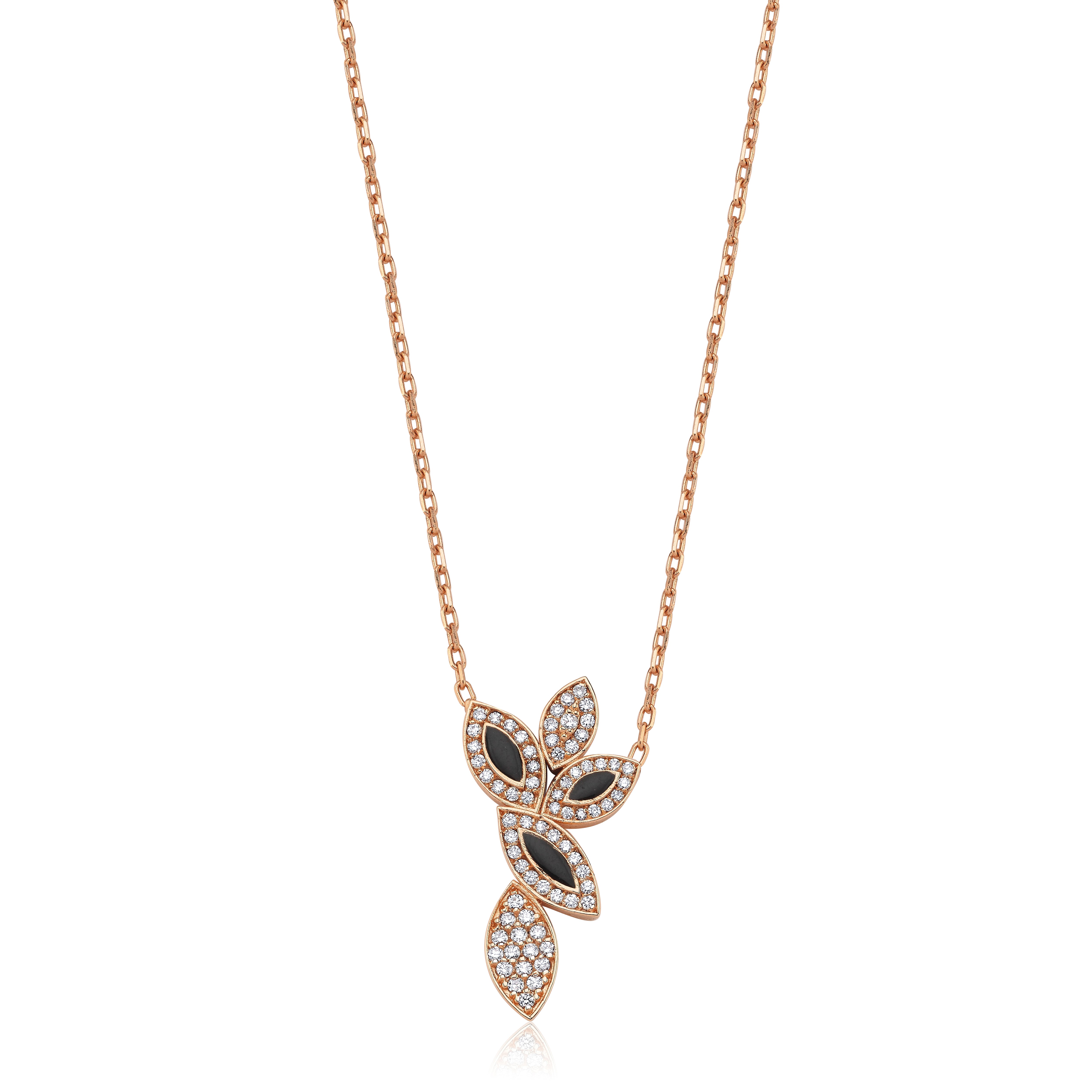 Fiore Diamond Black Enamel Necklace