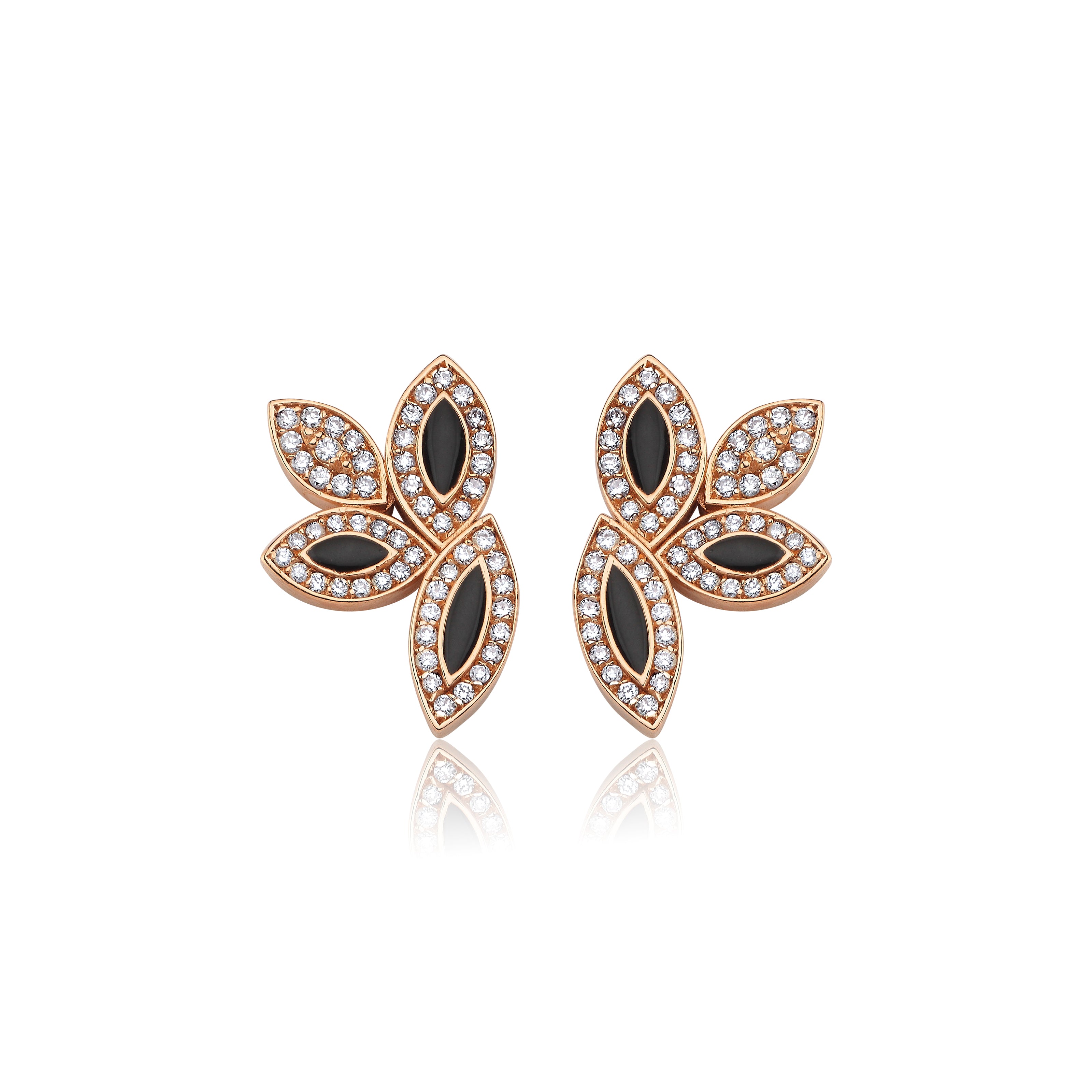 Fiore Diamond Black Enamel Earring