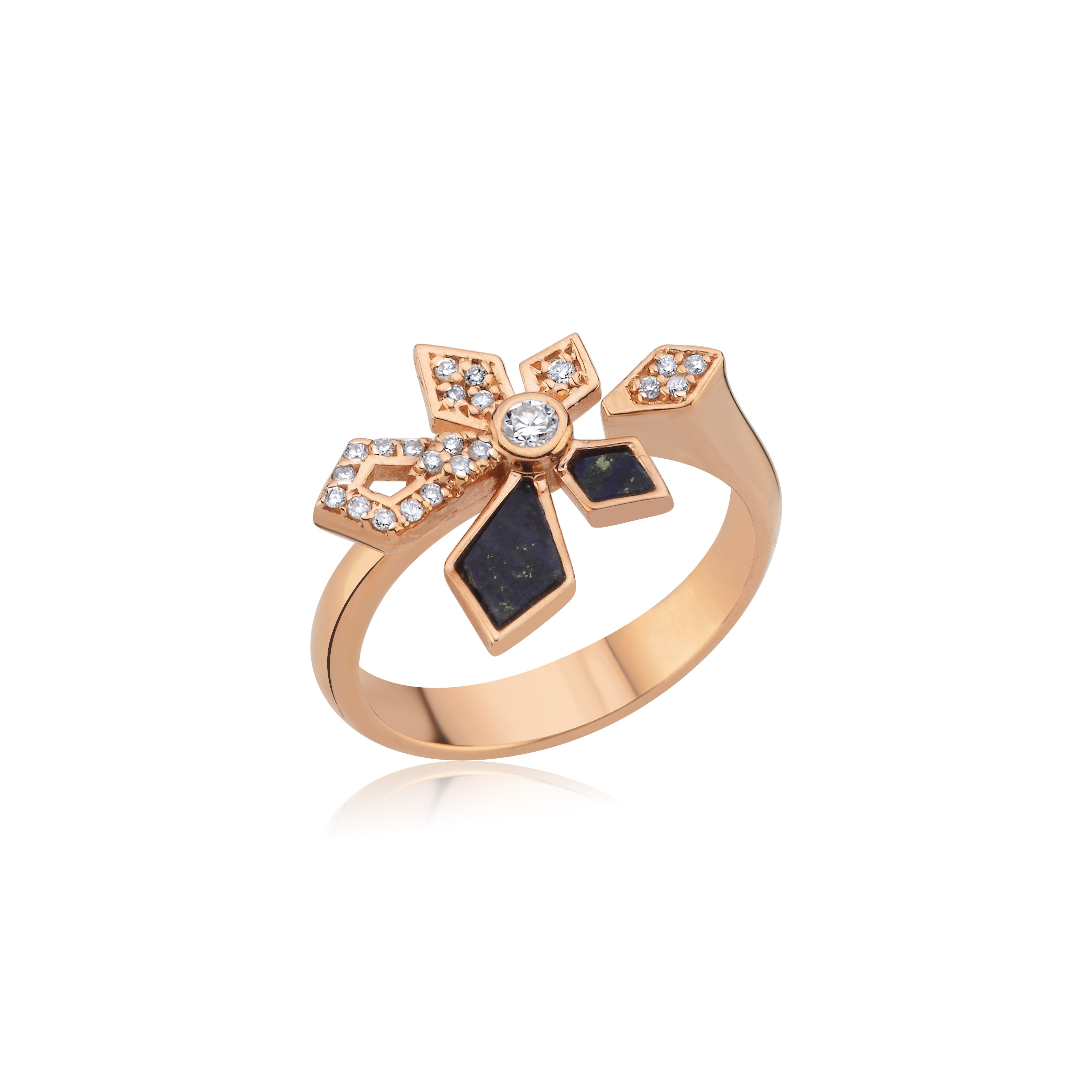 Fiore Diamond With Lapis Ring
