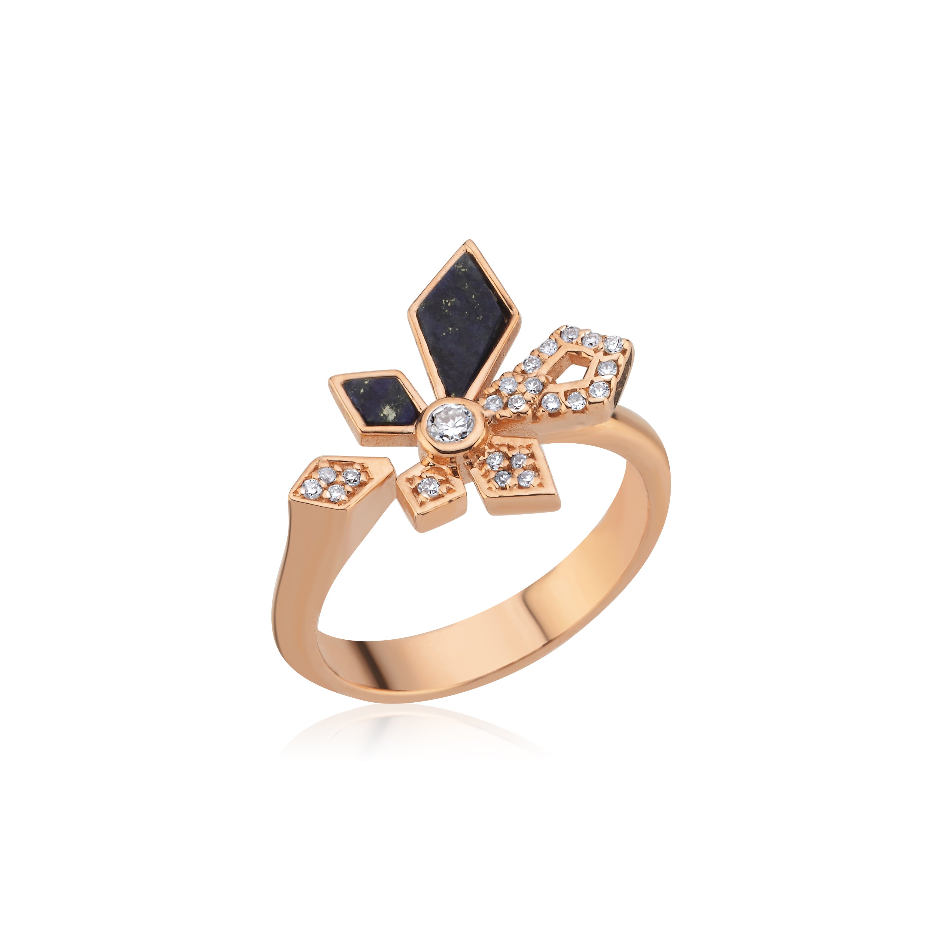 Fiore Diamond With Lapis Ring