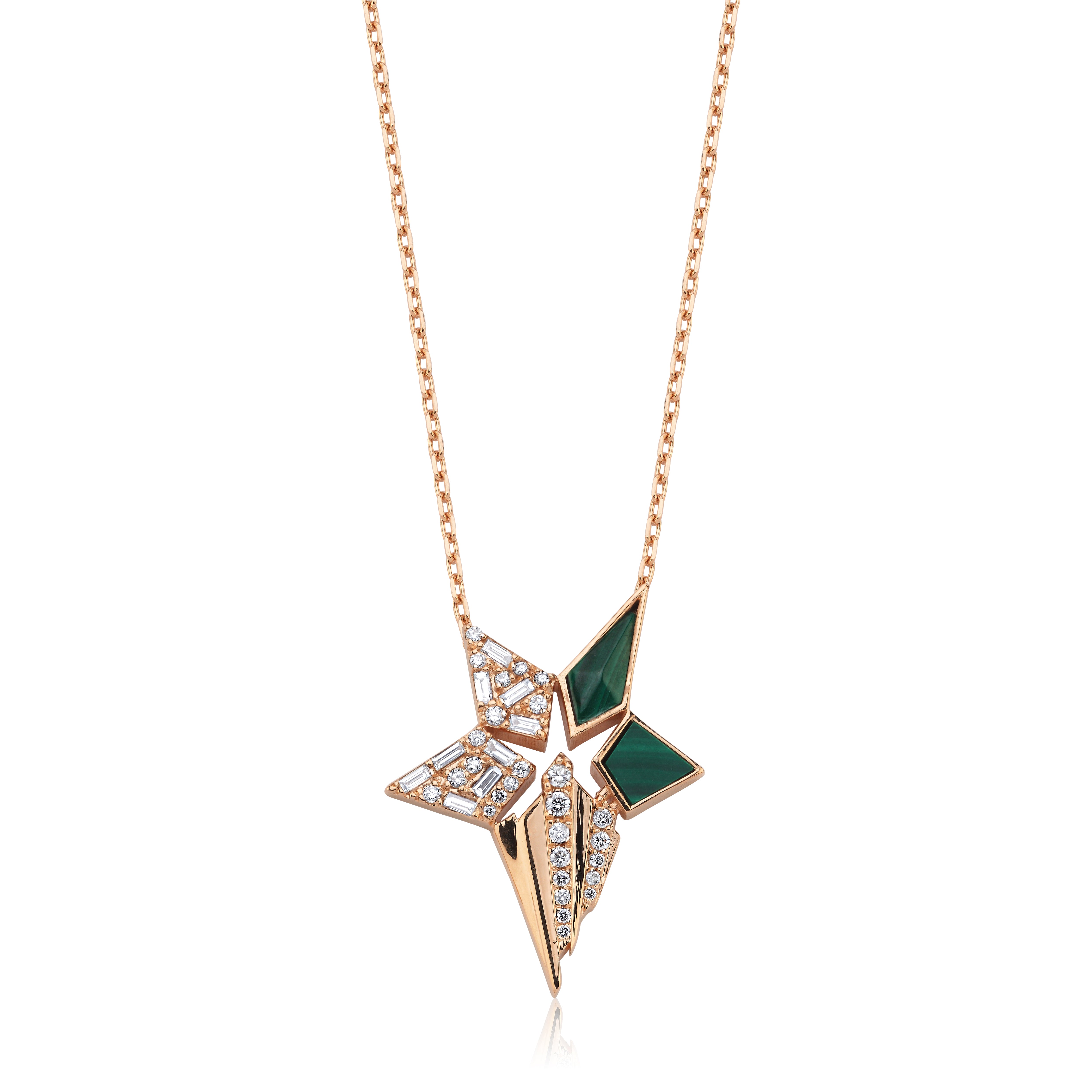 Stern Diamond With Malachite Necklace