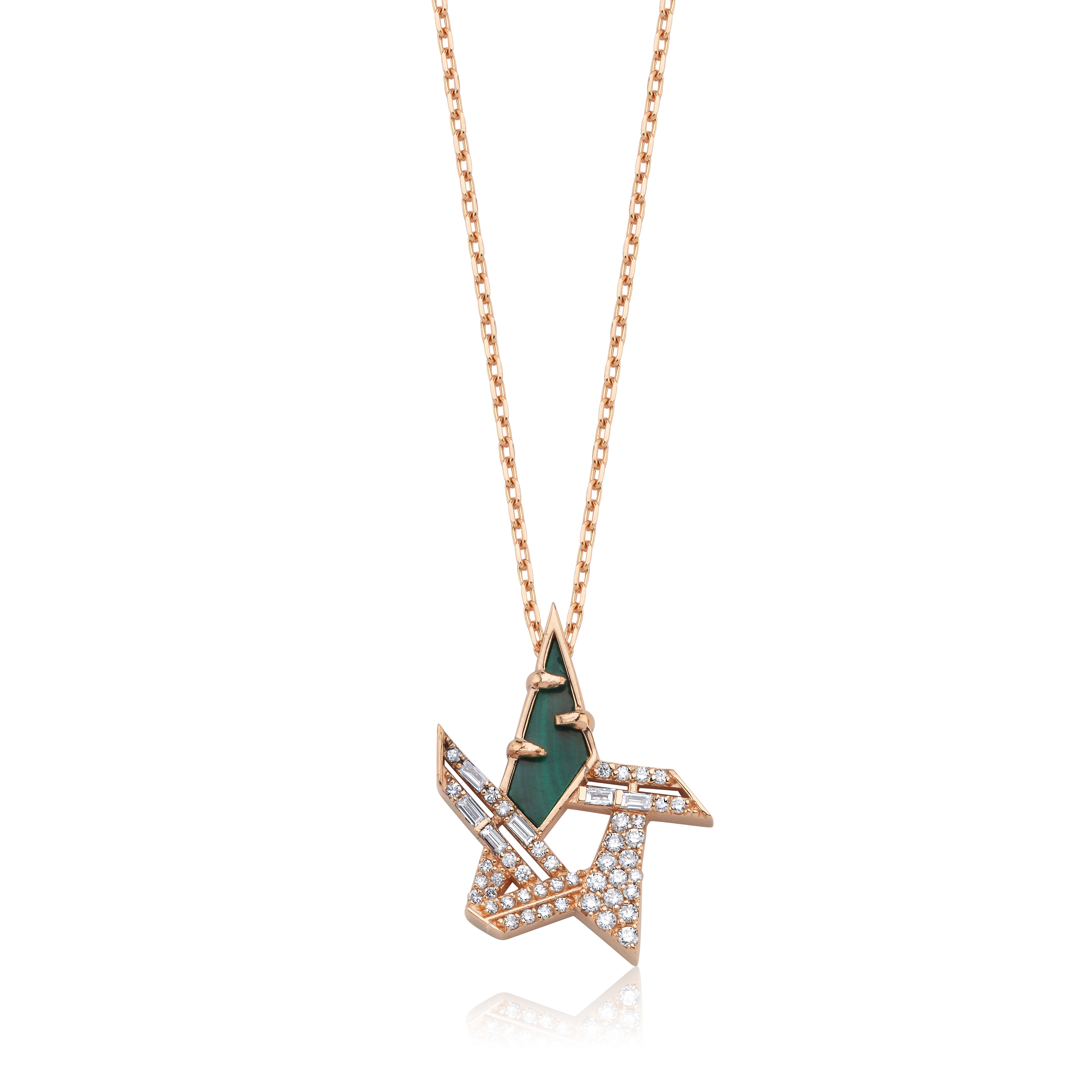 Stern Diamond With Malachite Necklace