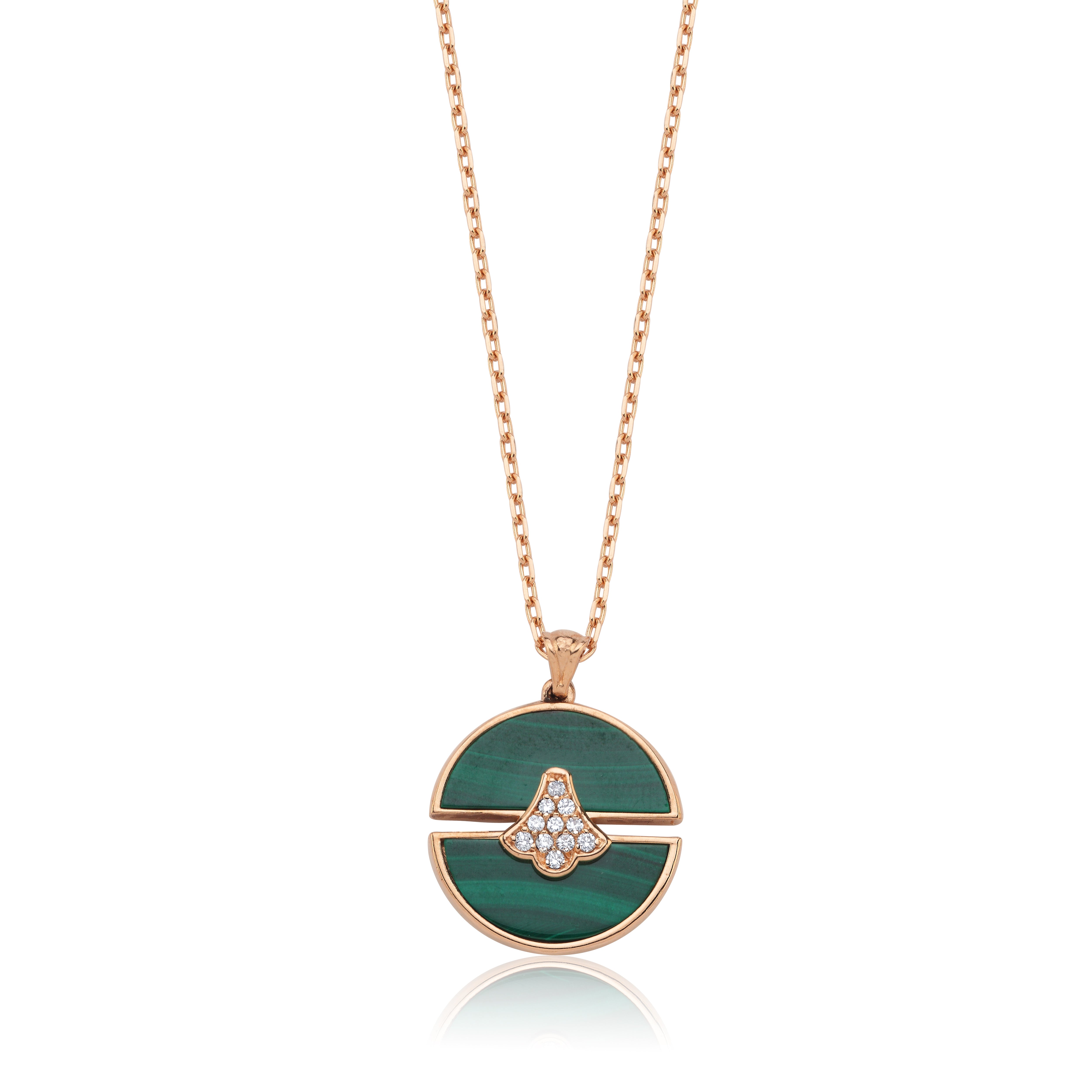 Rumi Diamond With Malachite Medallion Pendant