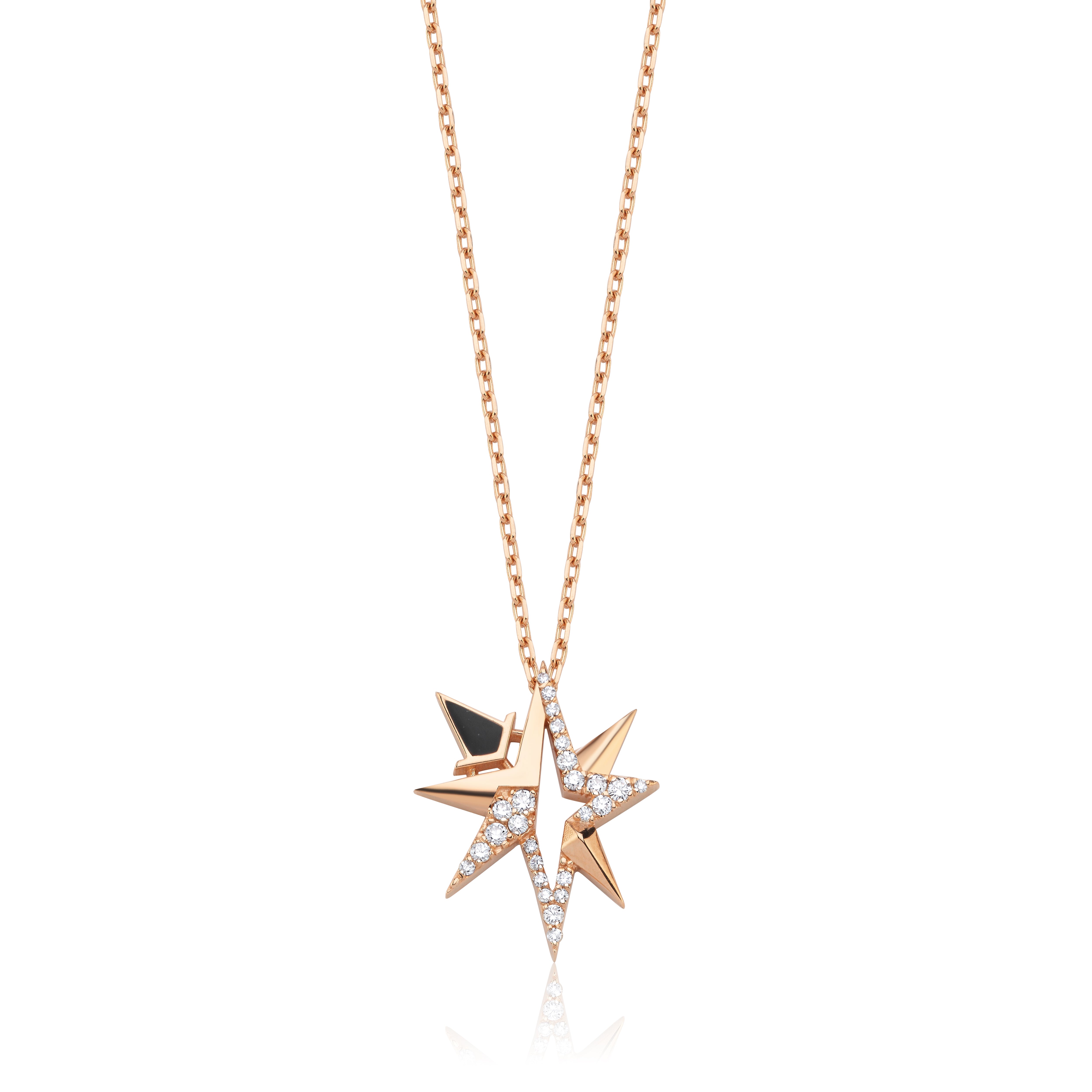Stern Diamond With Black Enamel Necklace