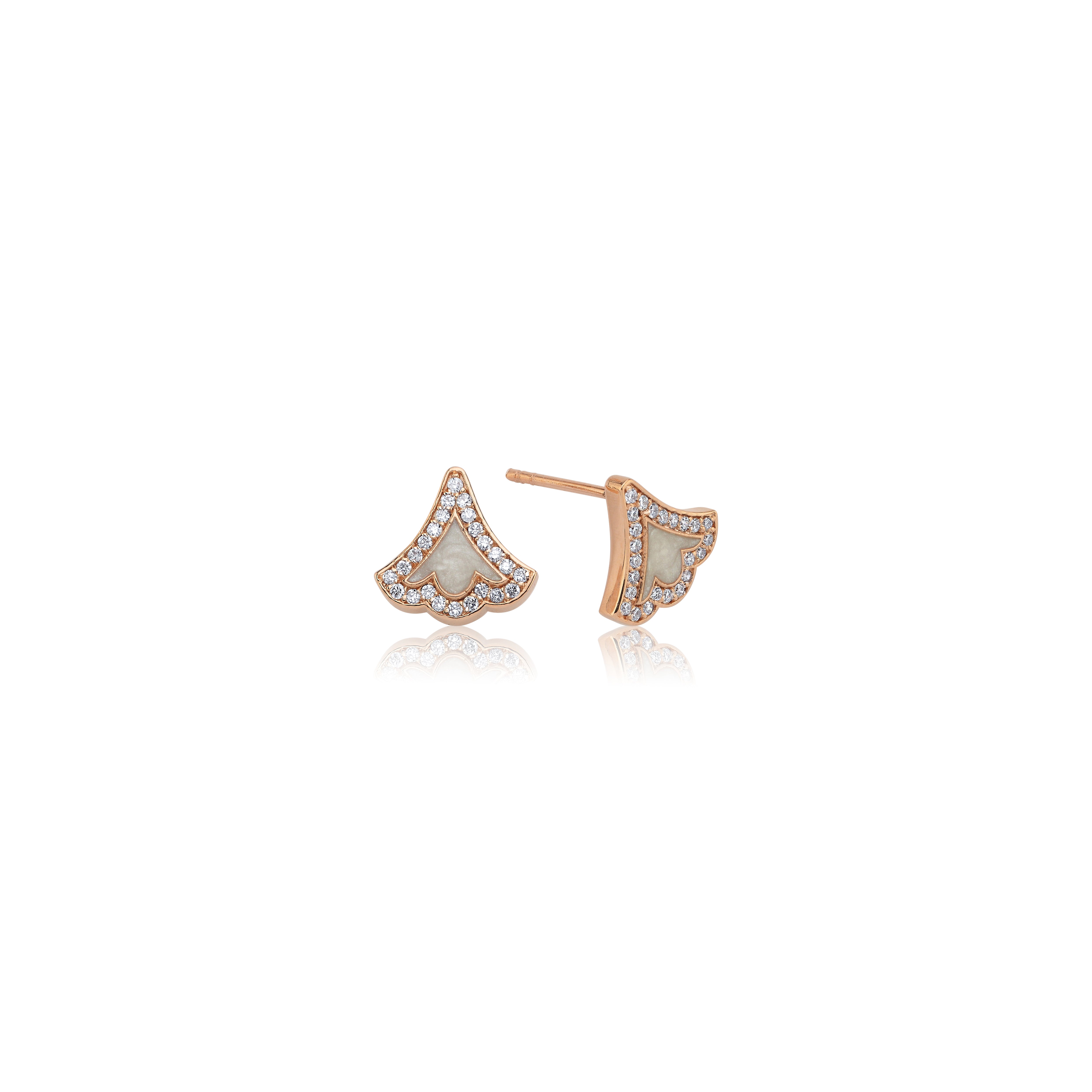 Rumi Diamond White Enamel Earring