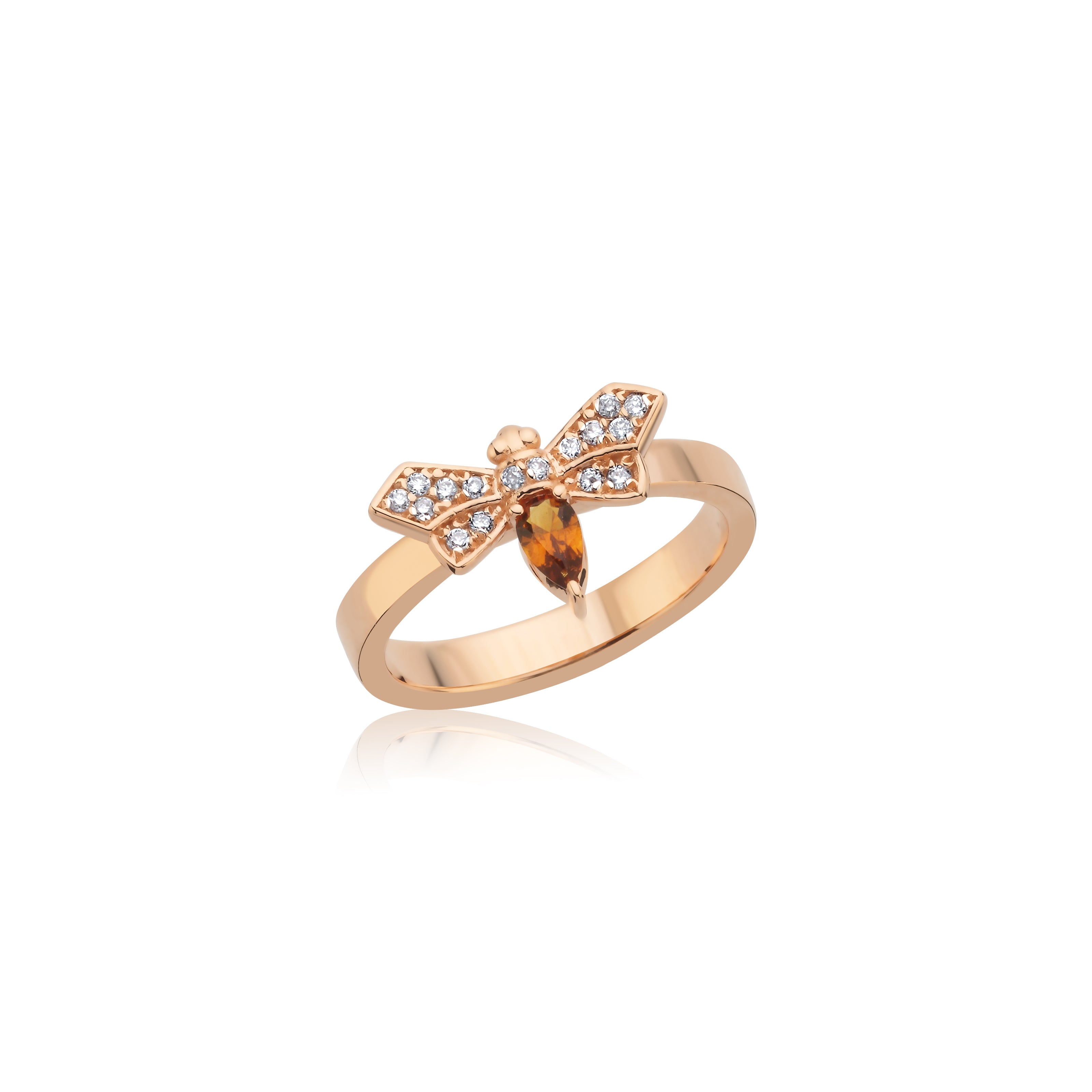 To Bee Diamond With Natural Citrine Ring