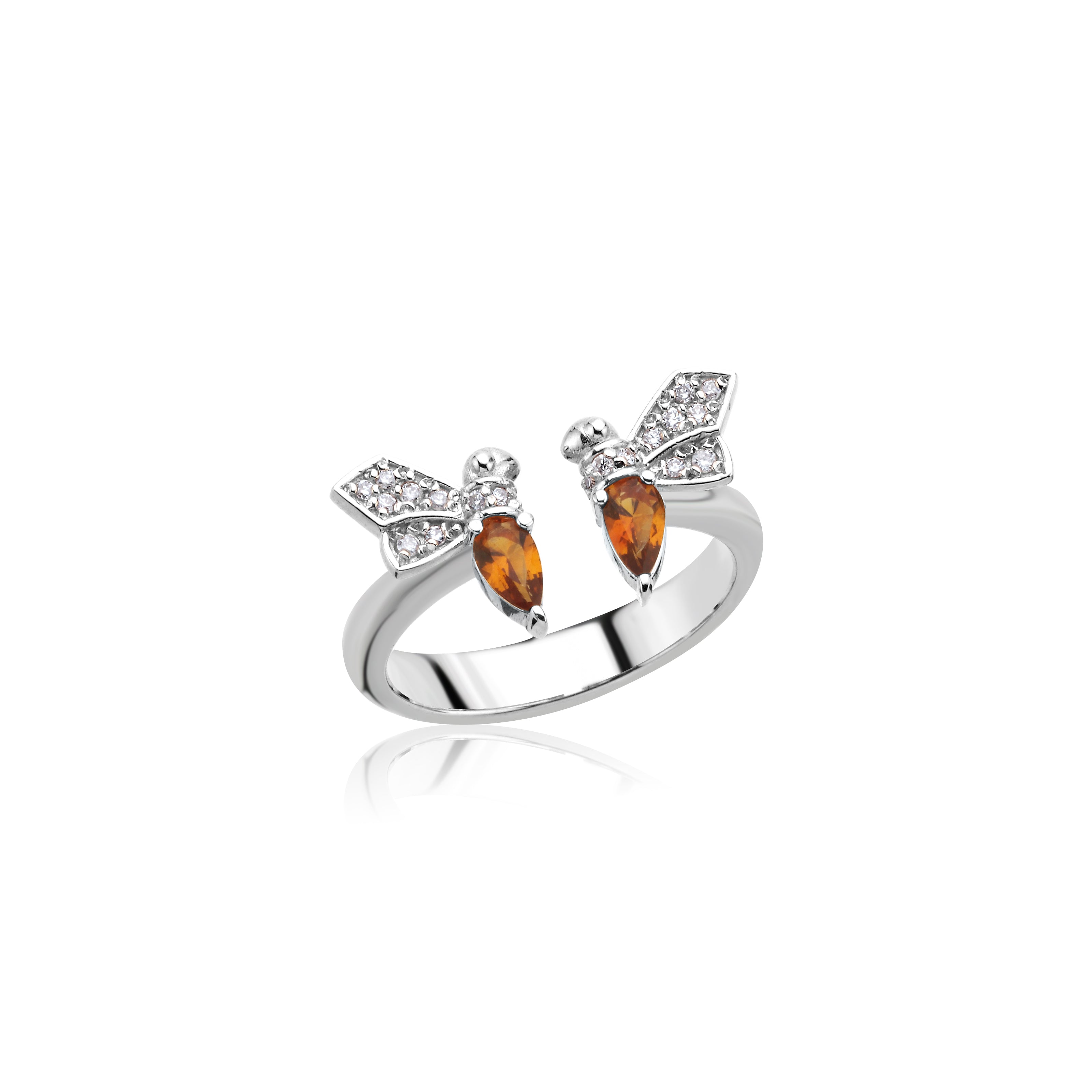 To Bee Diamond With Natural Citrine Ring