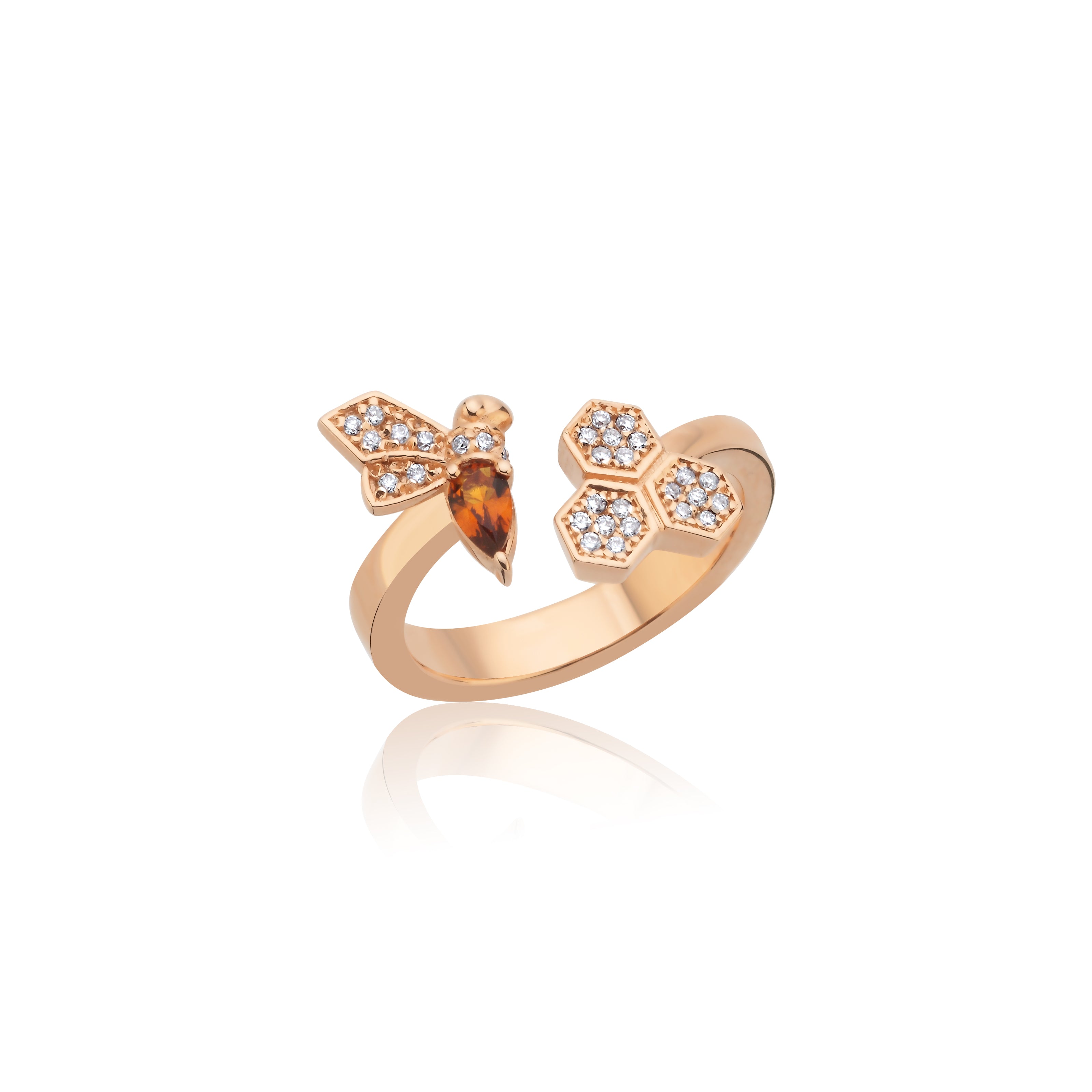To Bee Diamond With Natural Citrine Ring