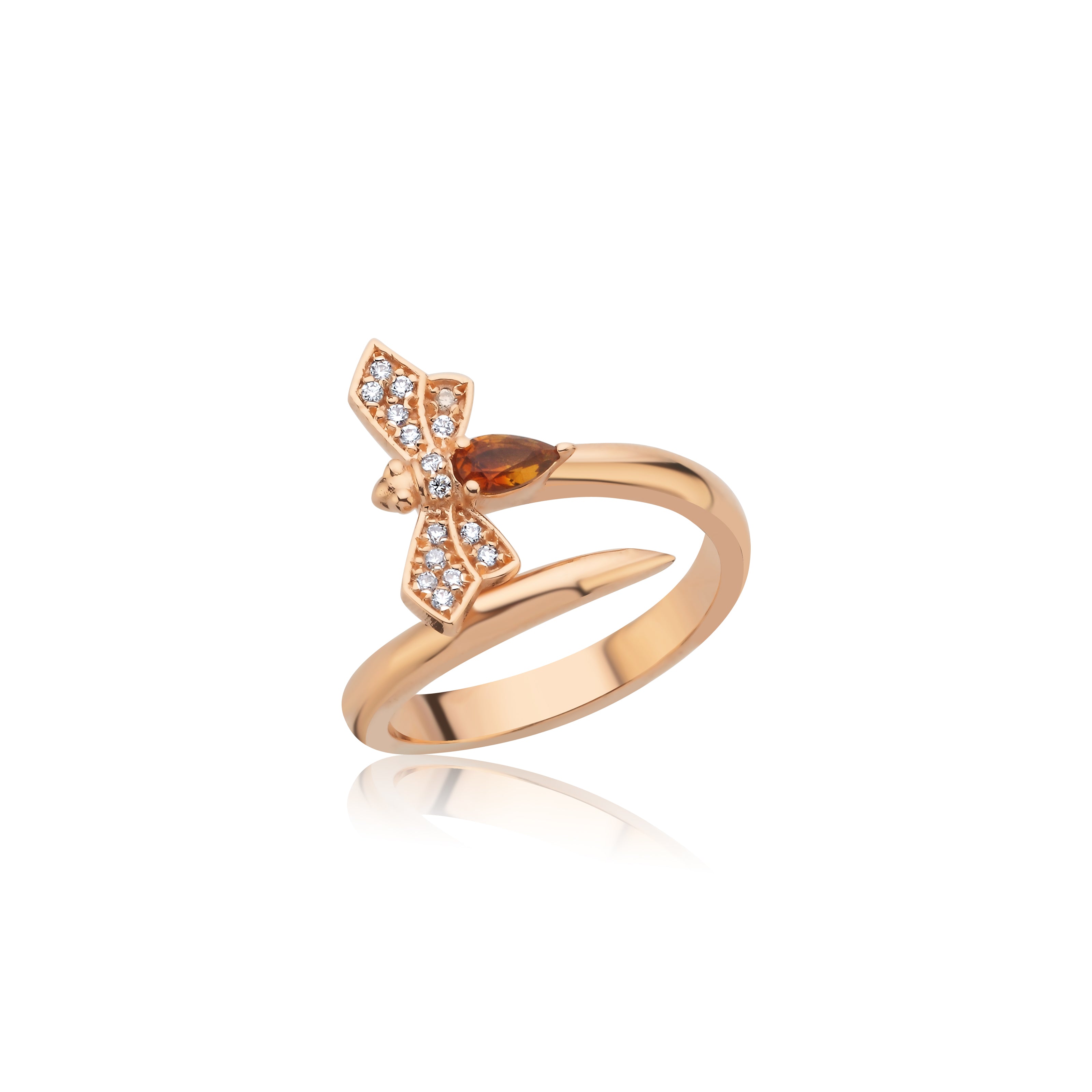To Bee Sting Diamond With Natural Citrine Ring