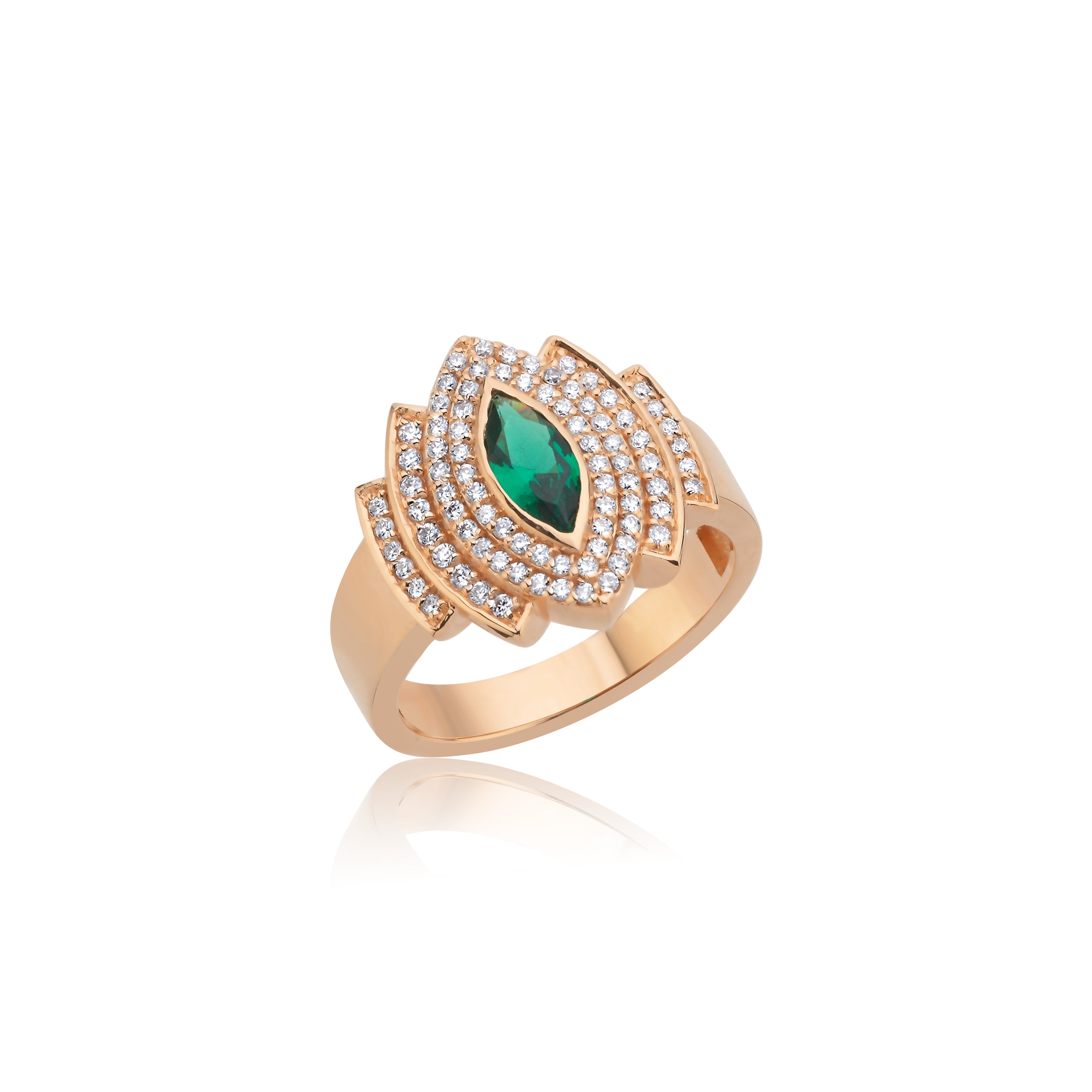 Lucky Eyes Diamond With Emerald Ring