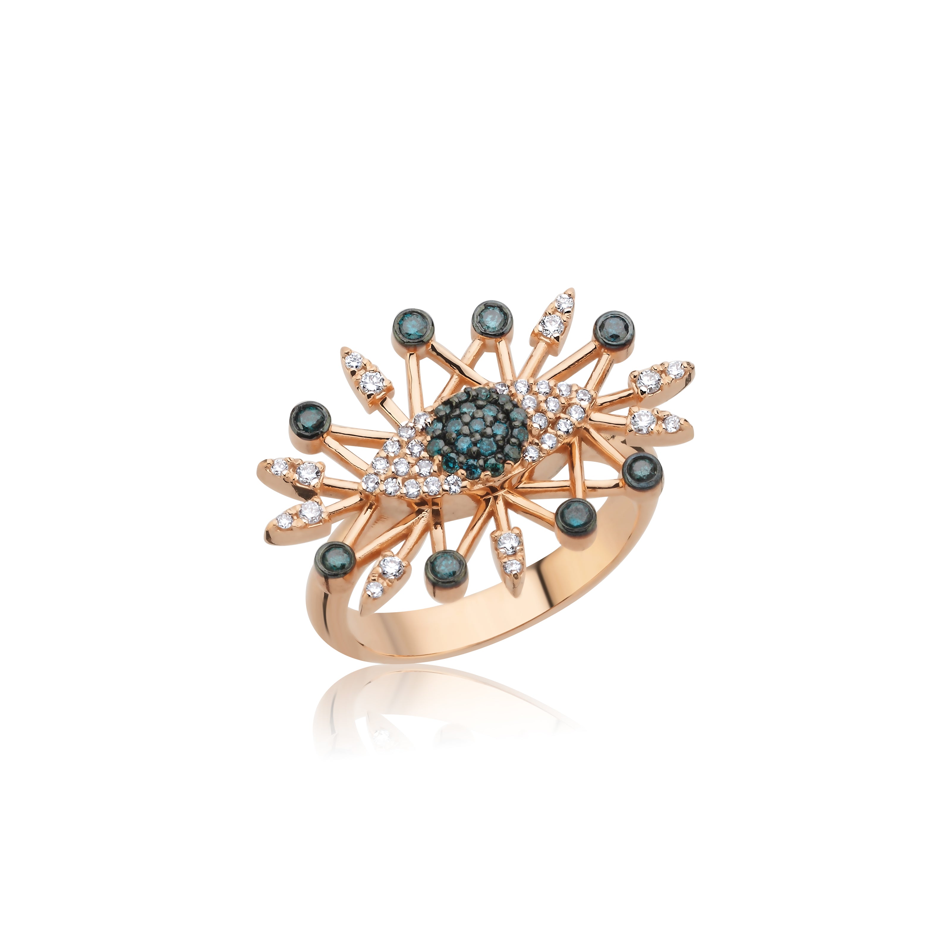 Lucky Eyes White and Blue Diamond Ring