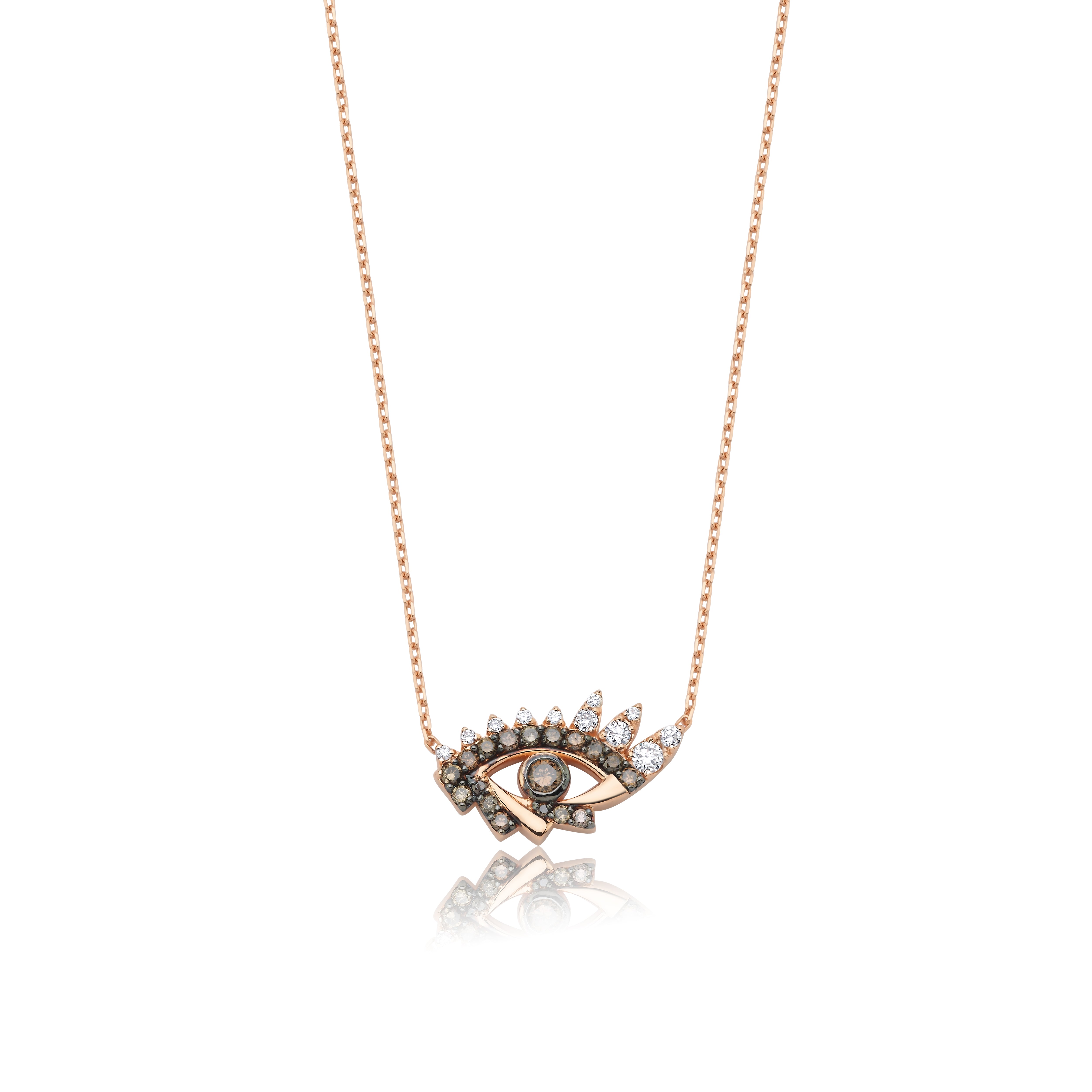 Lucky Eyes White and Brown Diamond Necklace