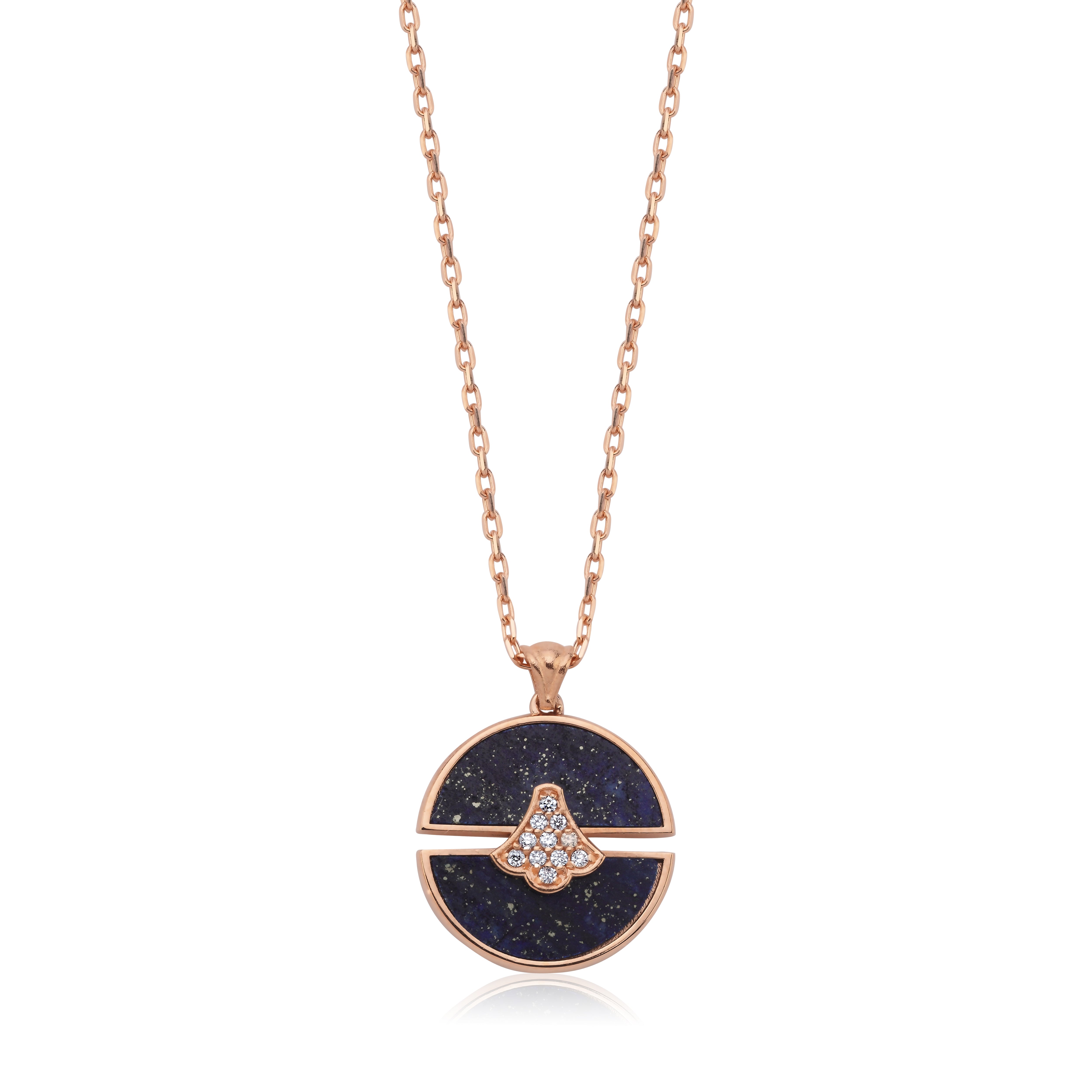 Rumi Diamond With Lapis Medallion Pendant