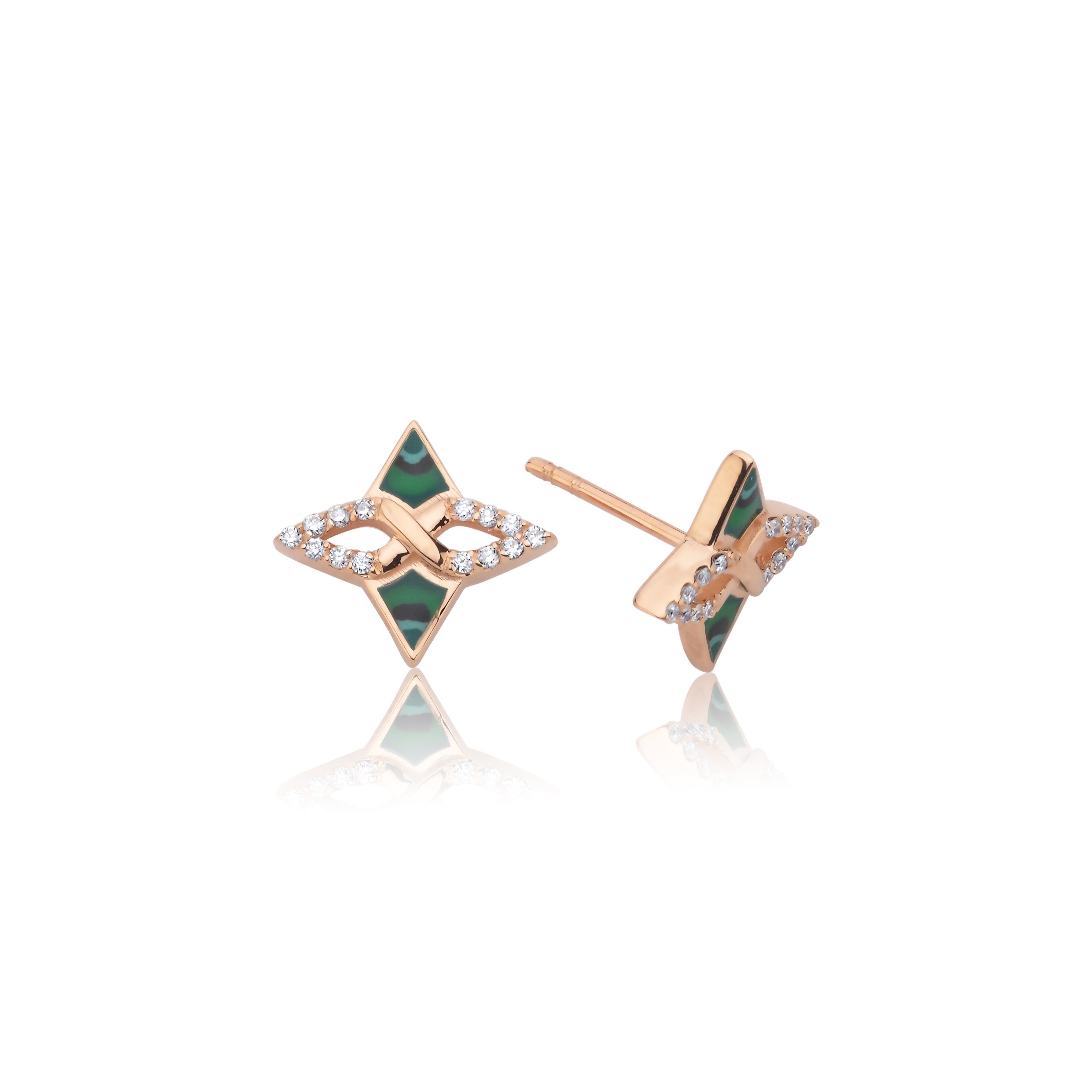 Stern Diamond With Enamel Earrings