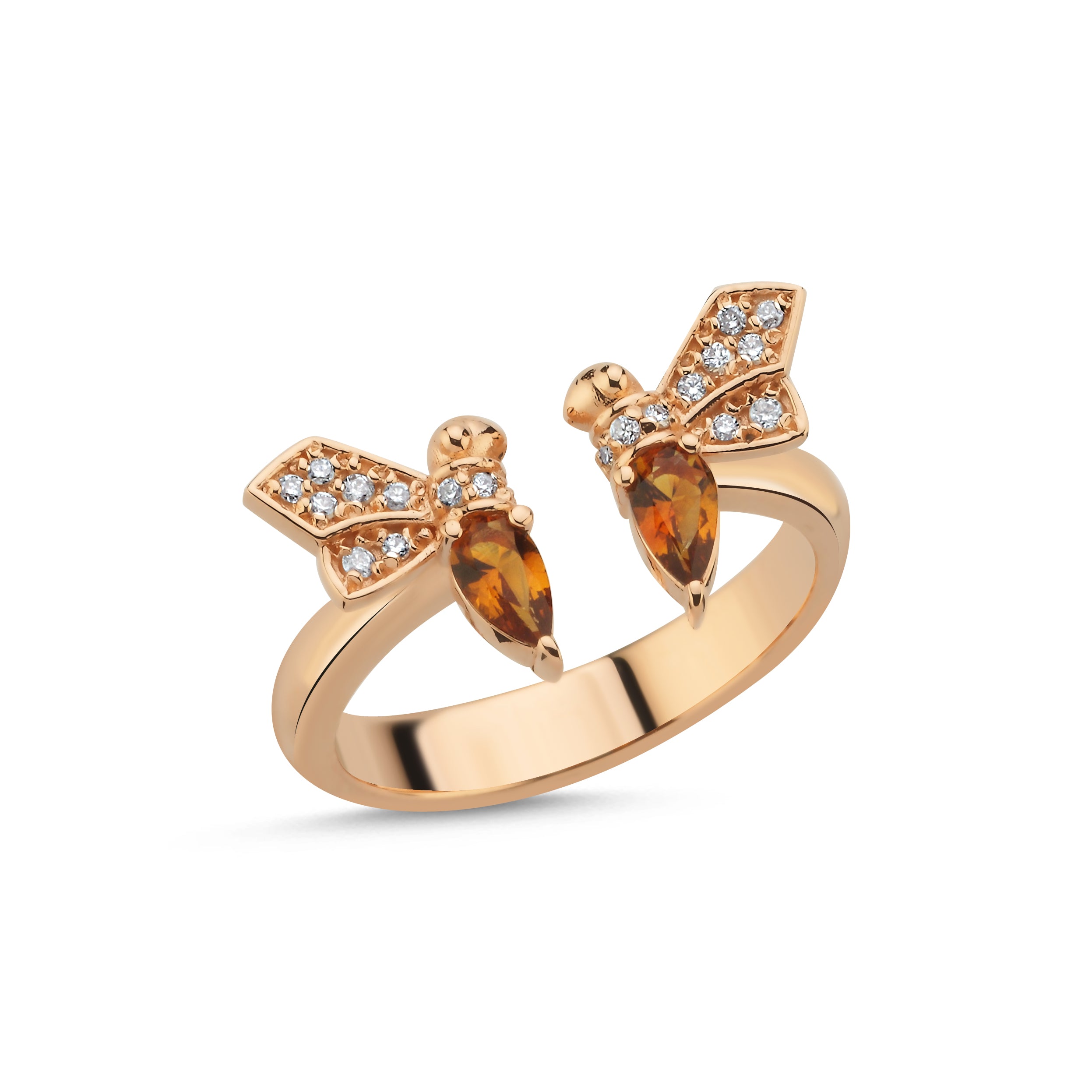 To Bee Diamond With Natural Citrine Ring