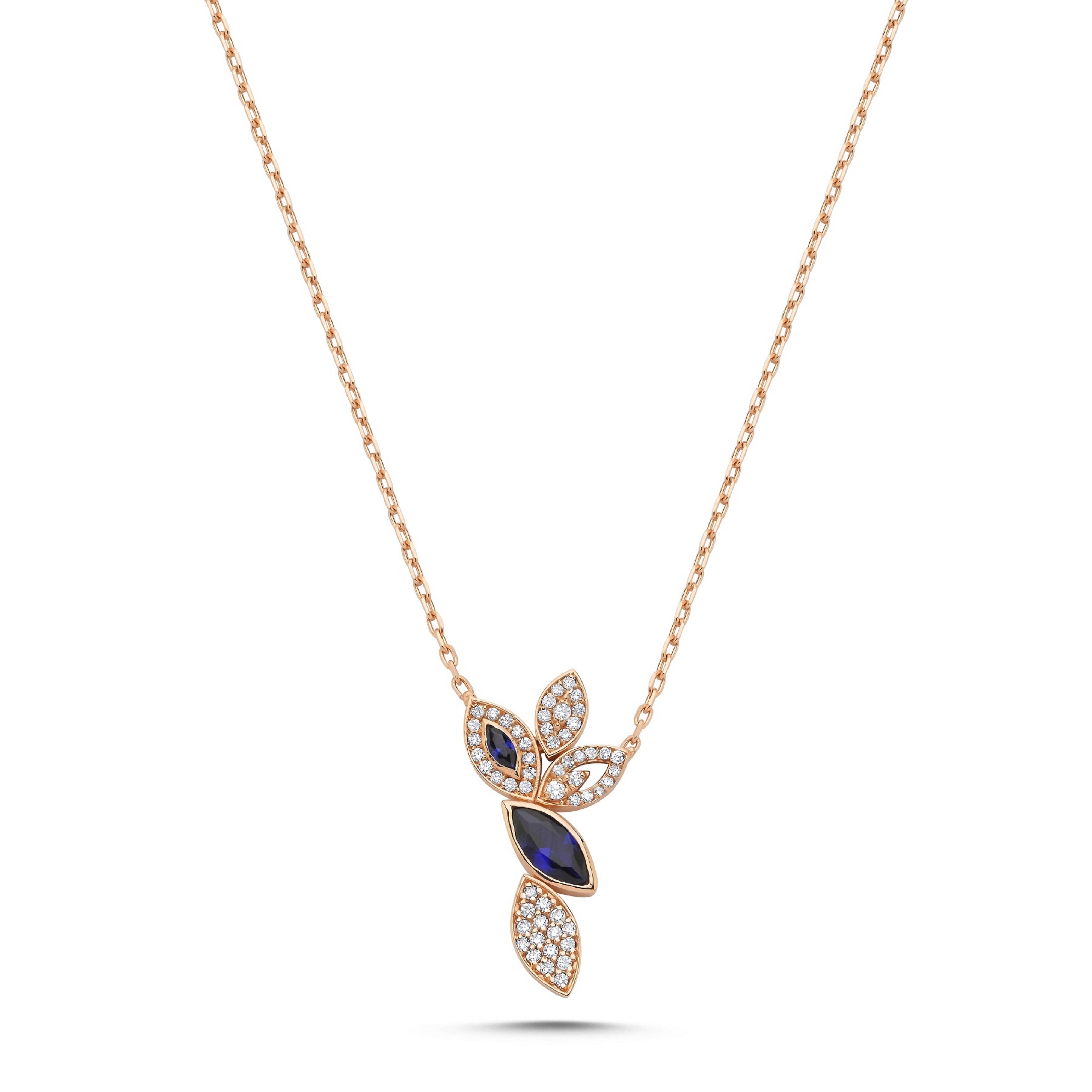 Fiore Diamond With Sapphire Necklace