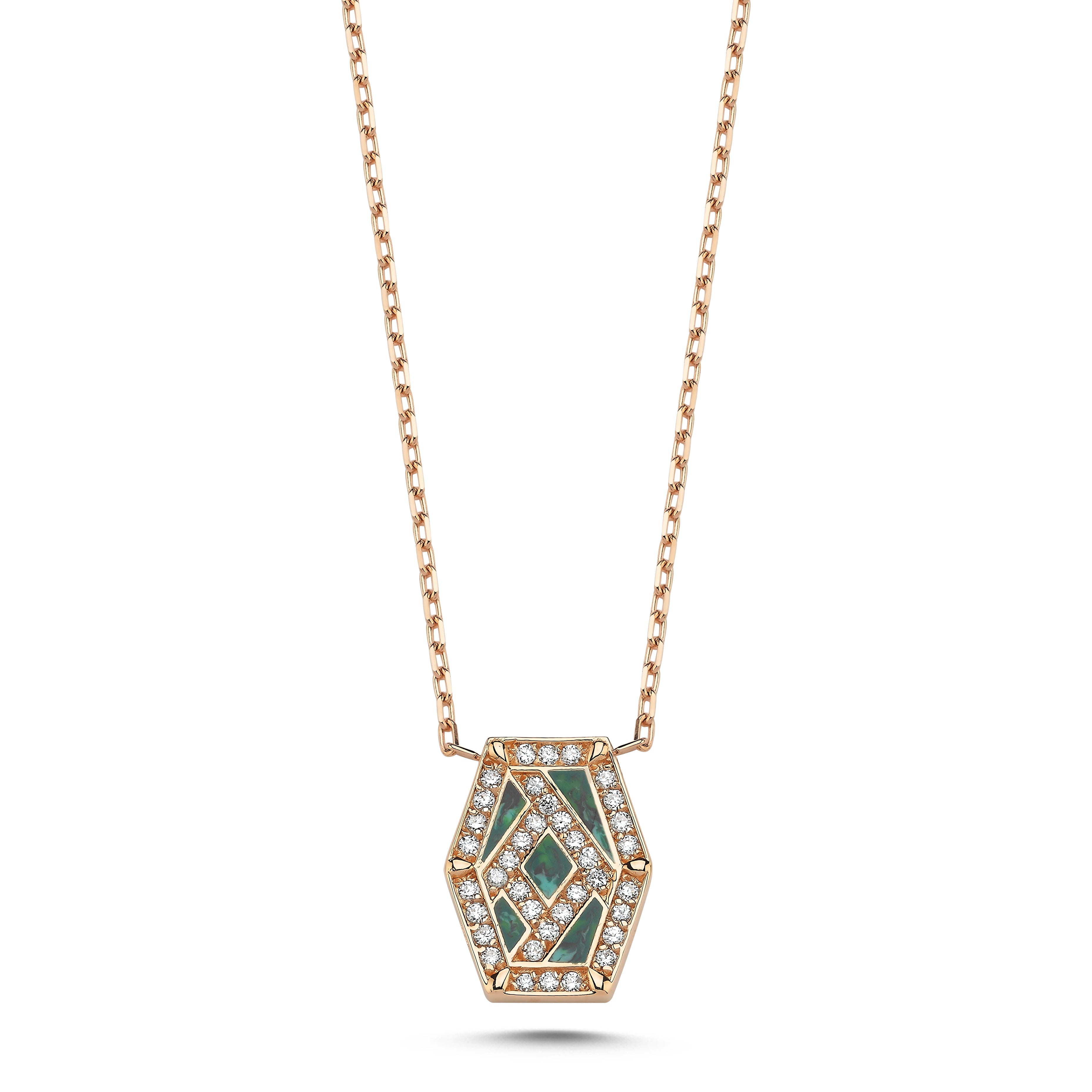 INTERSECTION DIAMOND GREEN ENAMEL NECKLACE