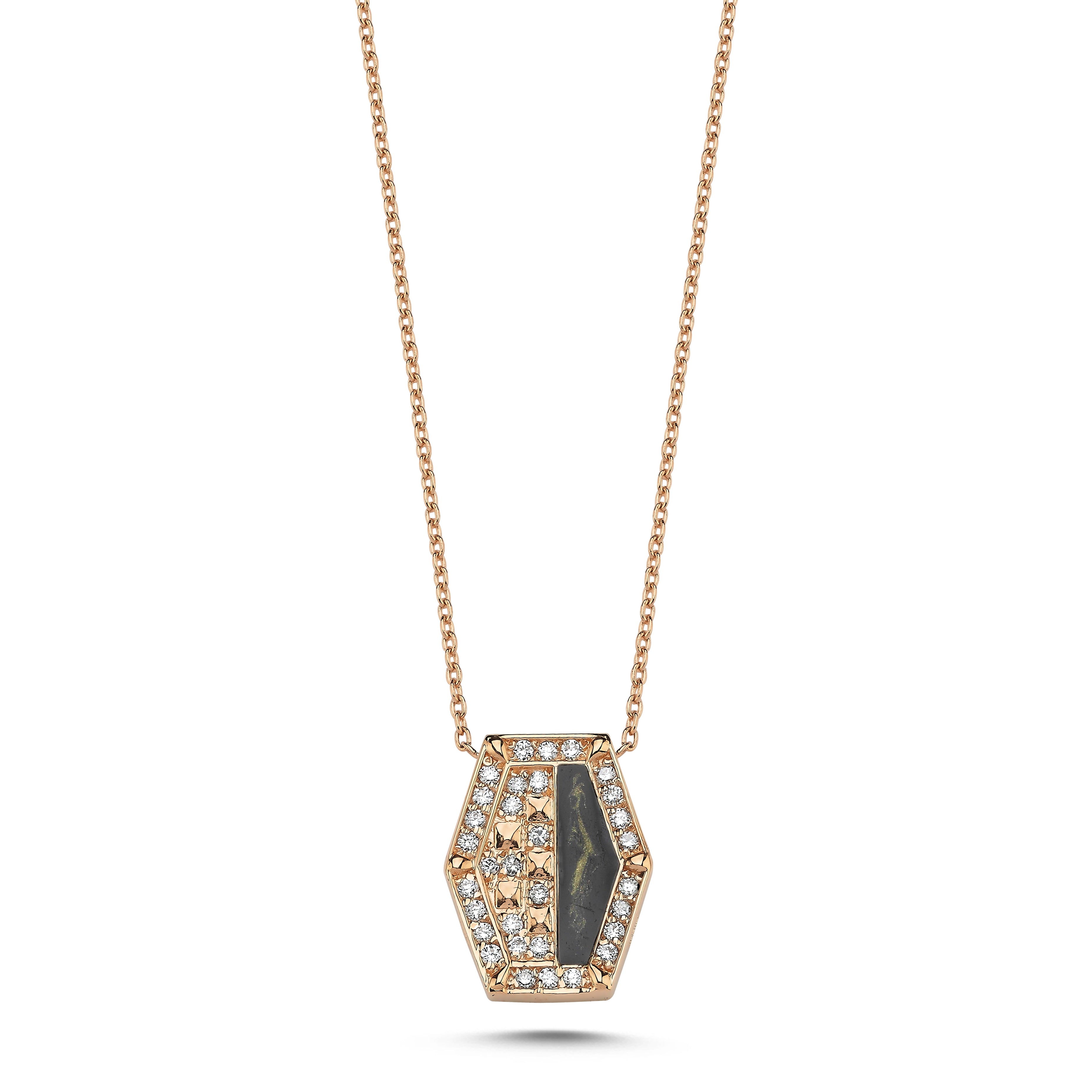 INTERSECTION DIAMOND LAPIS ENAMEL NECKLACE