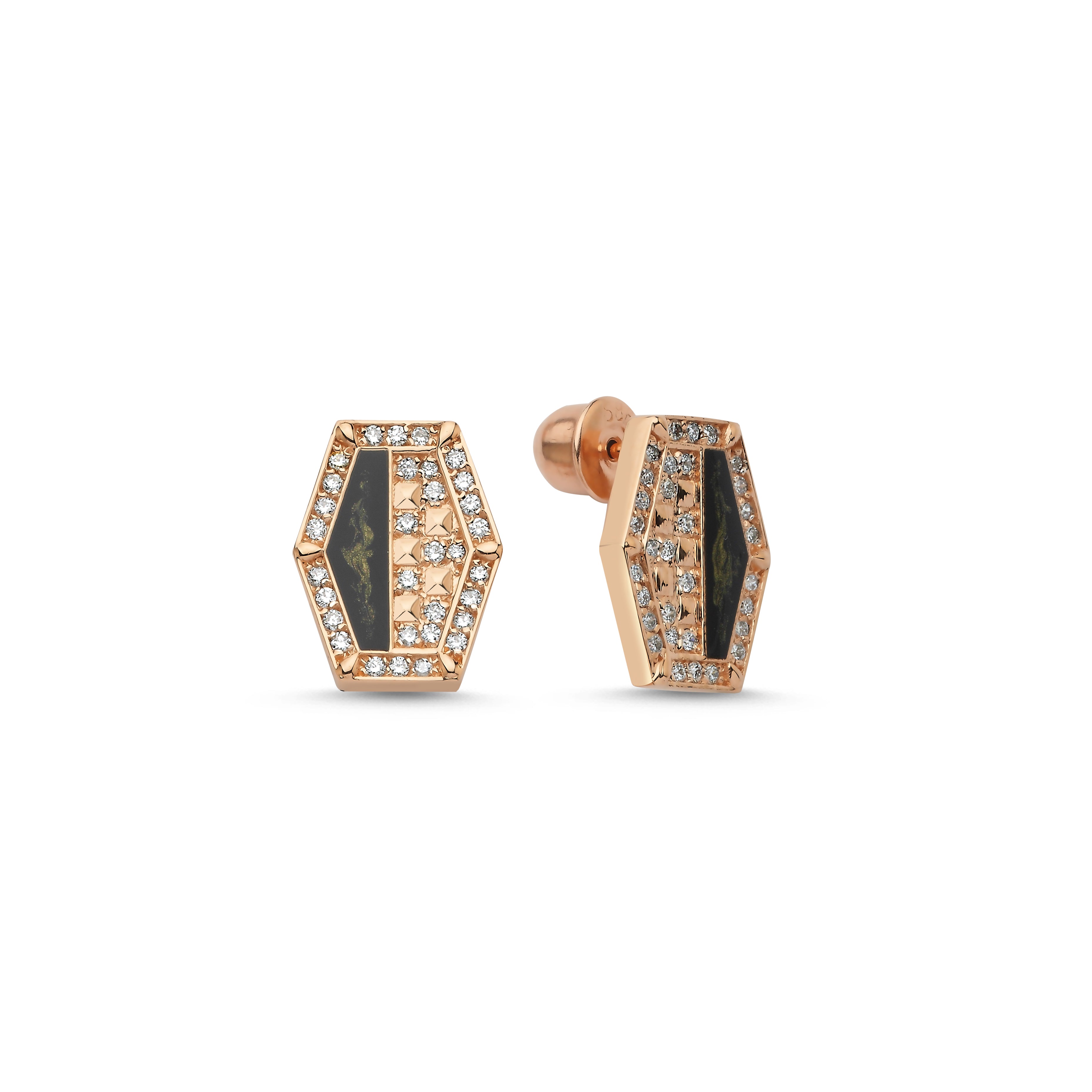 INTERSECTION DIAMOND LAPIS ENAMEL EARRING