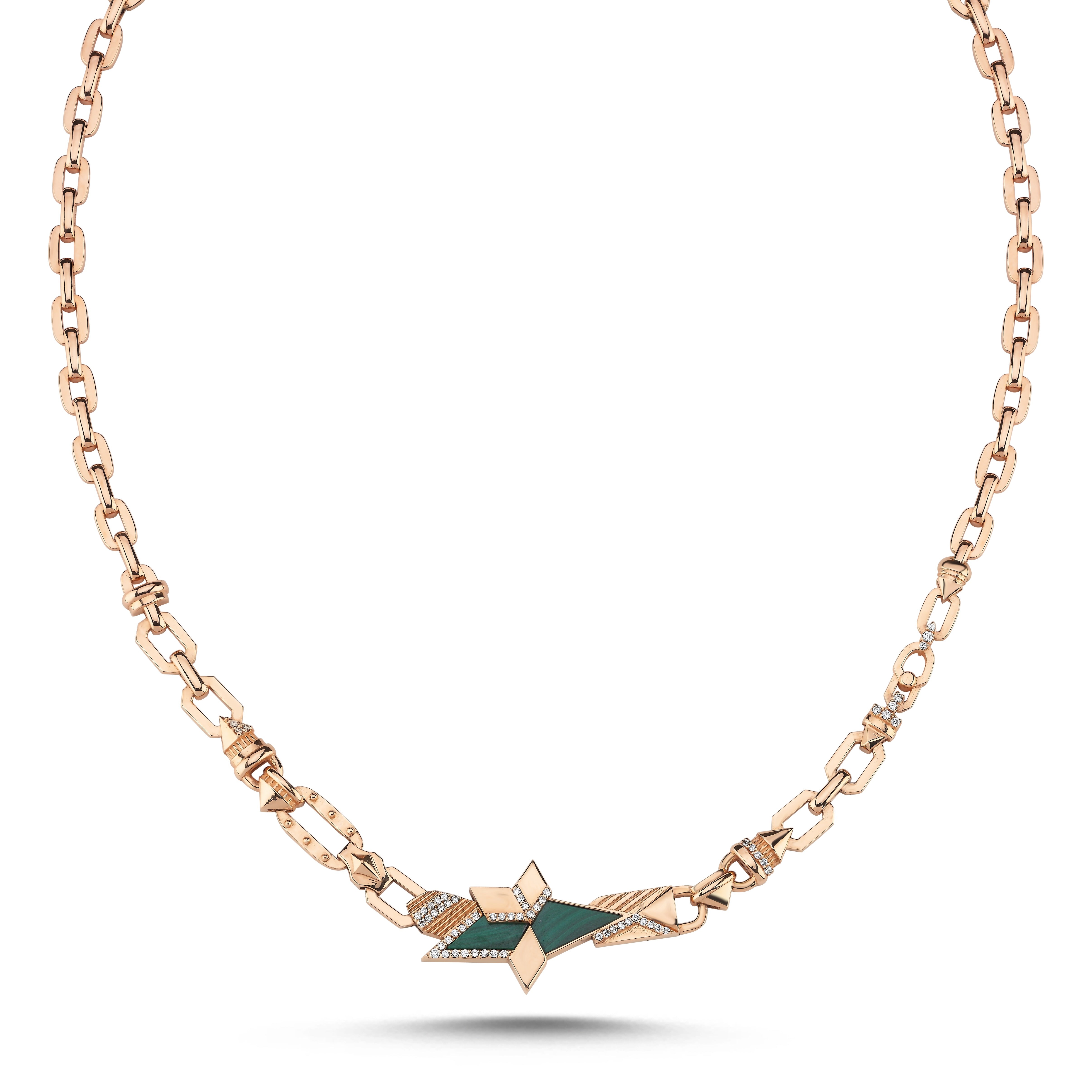 STERN DIAMOND MALACHITE NECKLACE