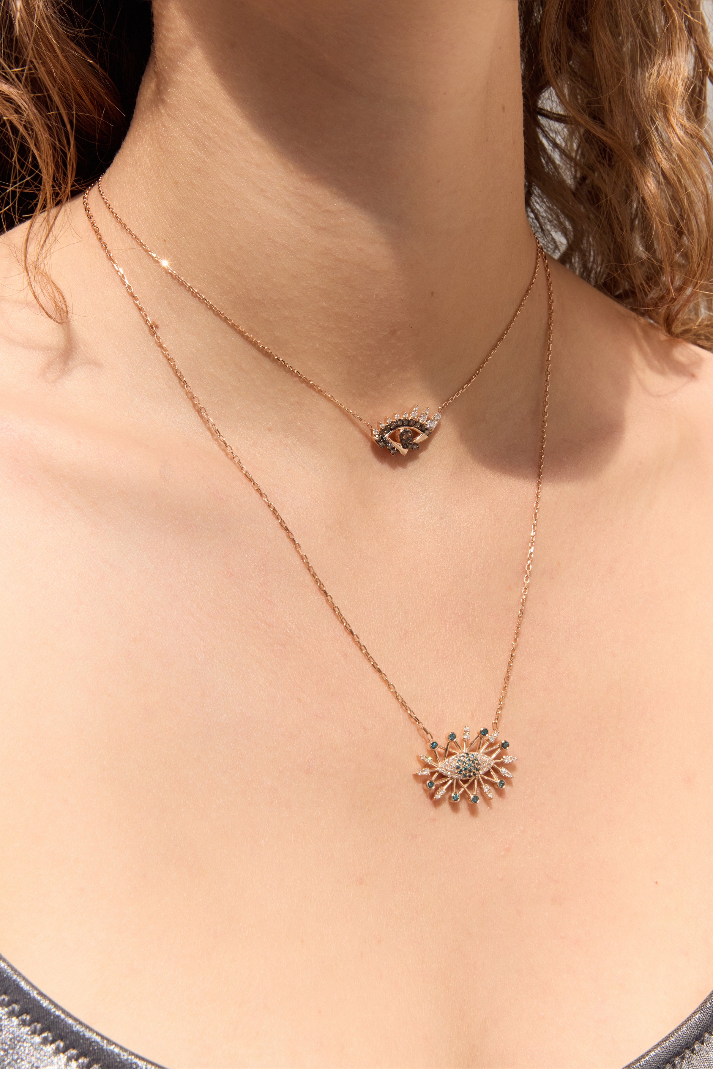 Lucky Eyes White and Blue Diamond Necklace