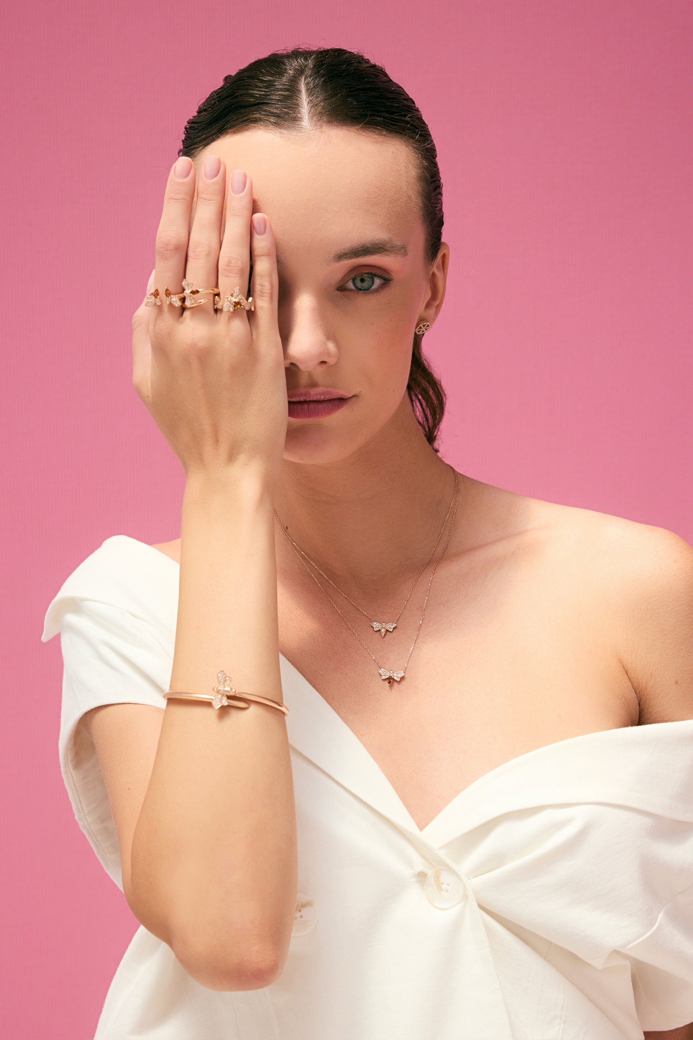 To Bee Sting Diamond With Natural Citrine Ring