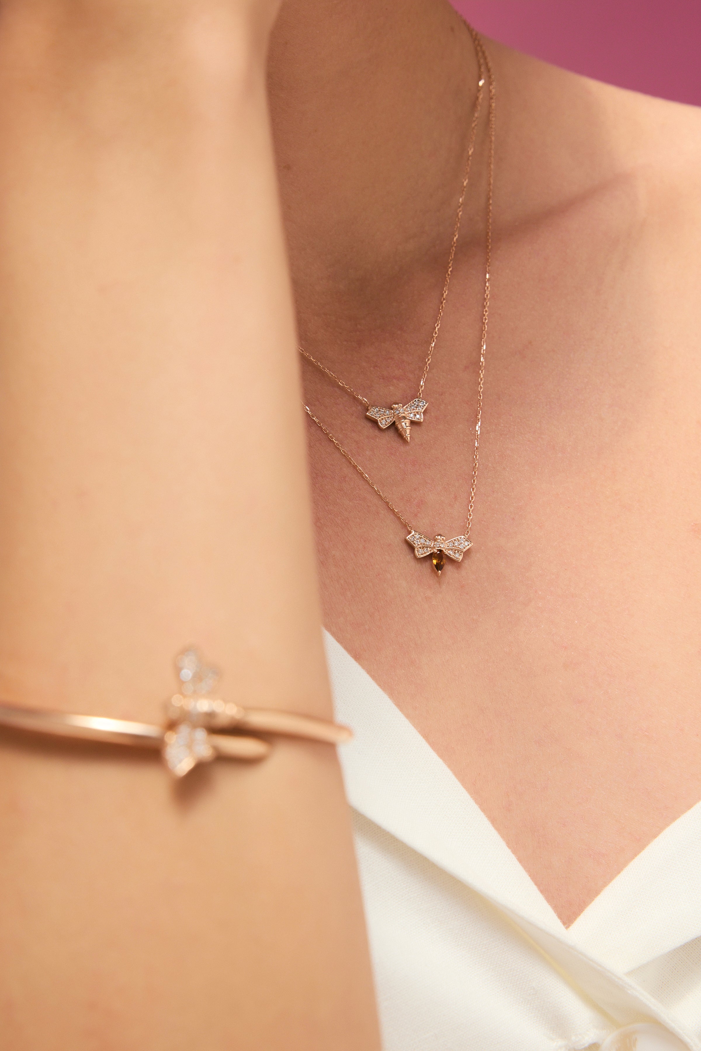 To Bee Diamond Natural Citrine Necklace