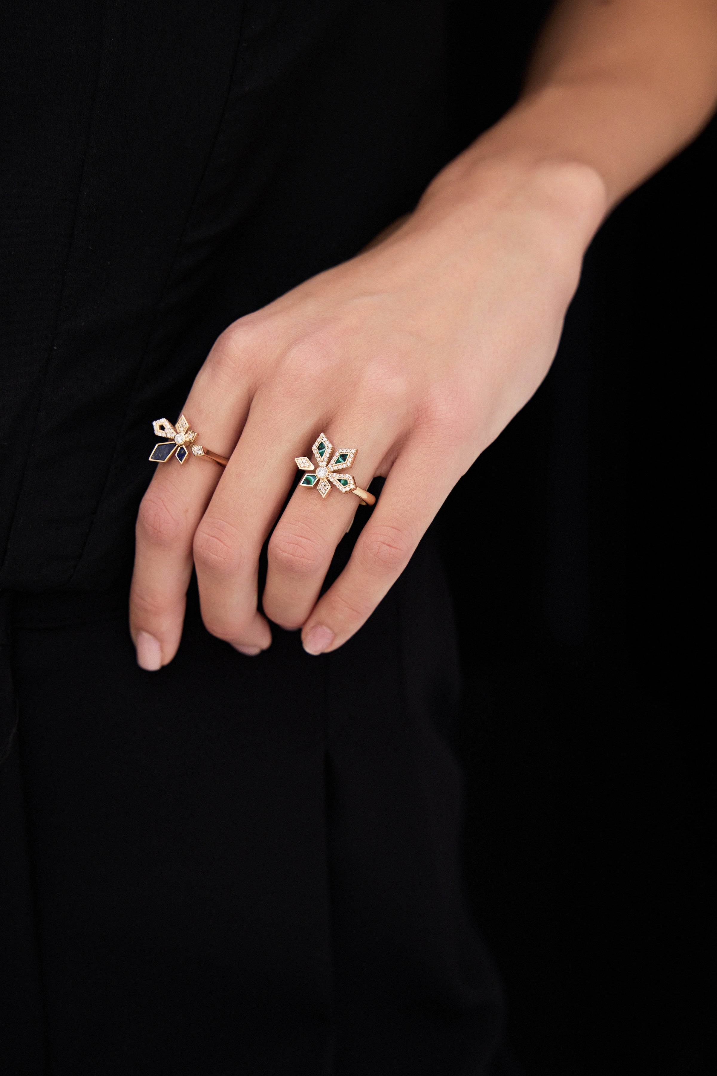 Fiore Diamond Green Enamel Ring