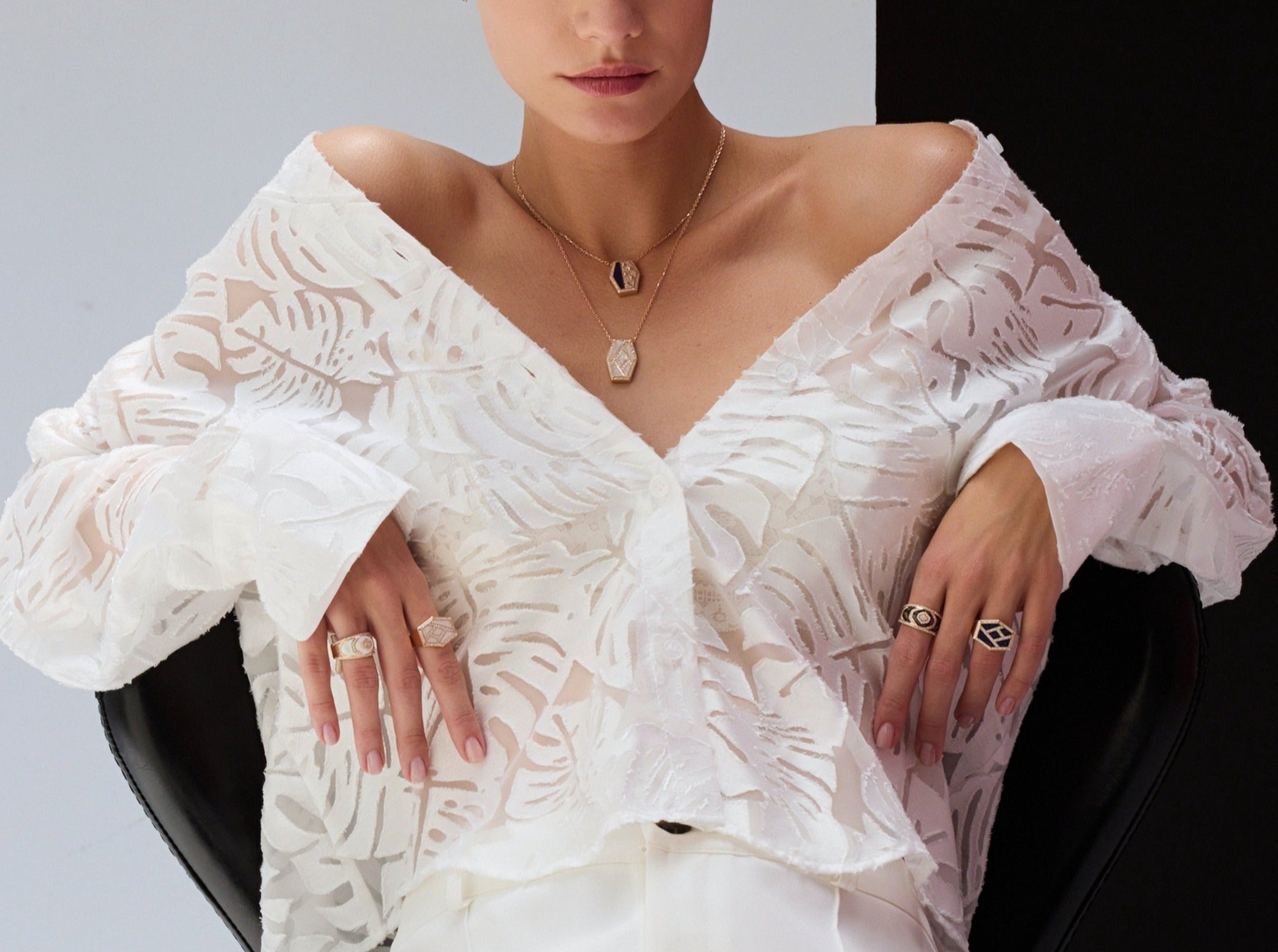 Intersection Diamond White Enamel Ring