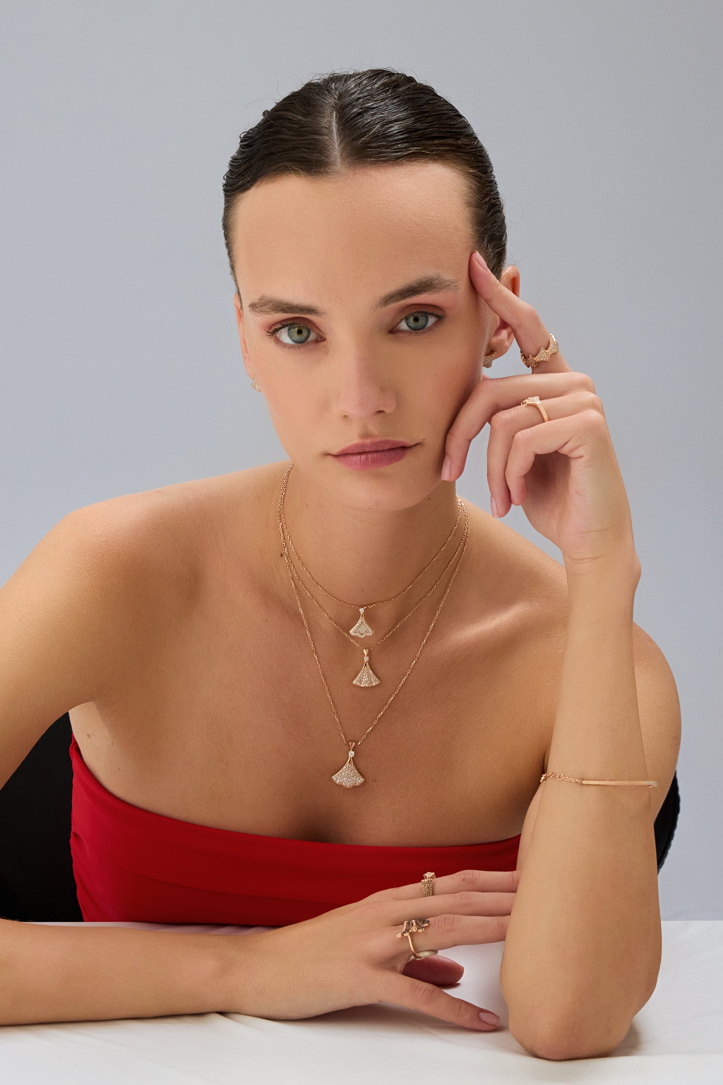 Rumi Diamond With White Enamel Necklace
