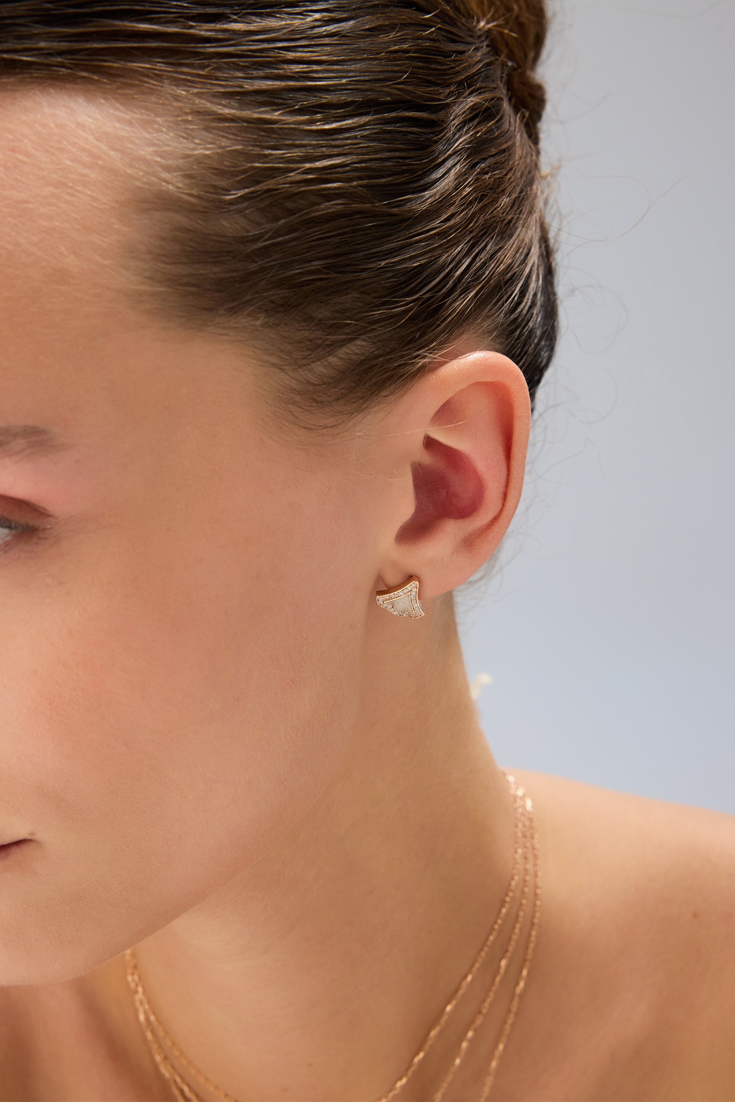 Rumi Diamond White Enamel Earring