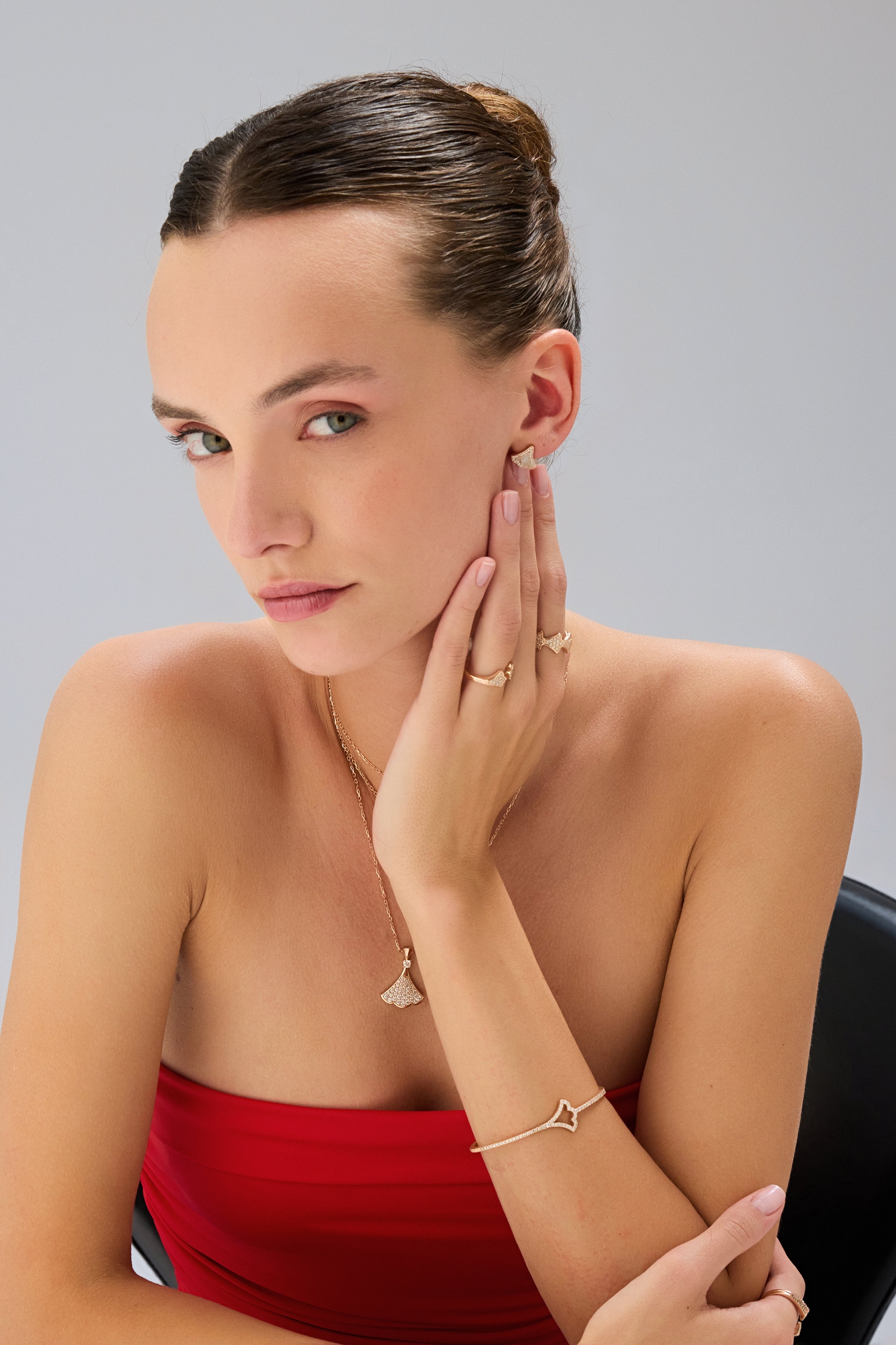 Rumi Diamond White Enamel Earring