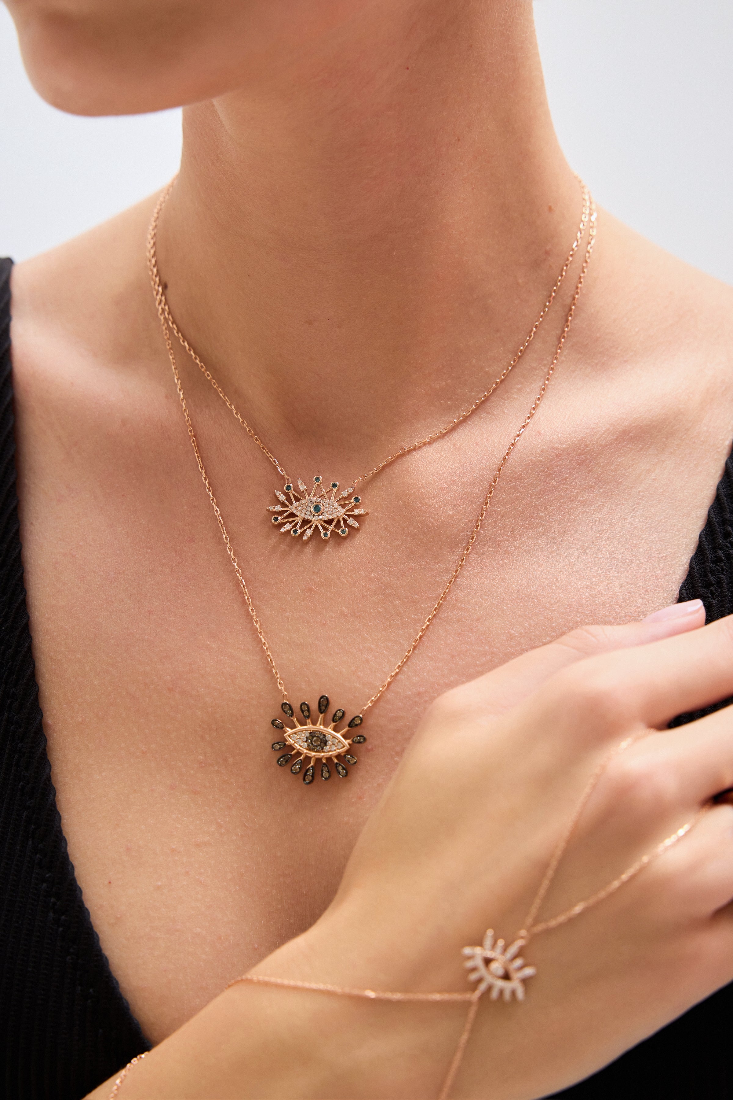 Lucky Eyes White and Brown Diamond Necklace