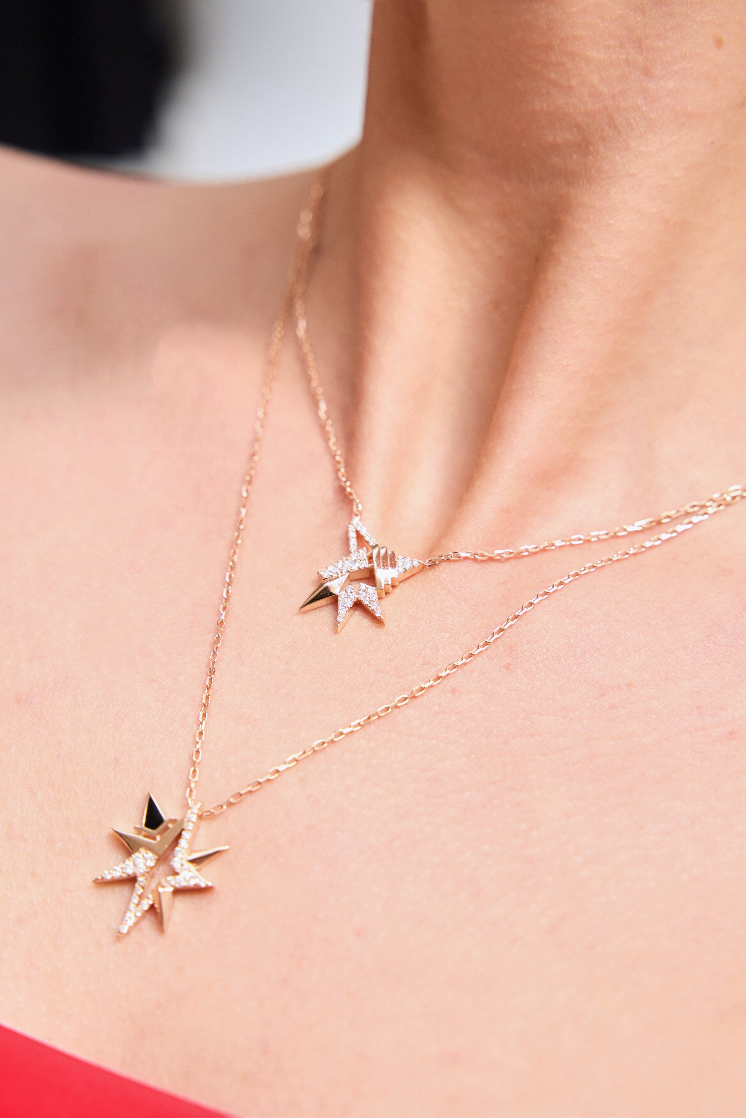 Stern Diamond With Black Enamel Necklace