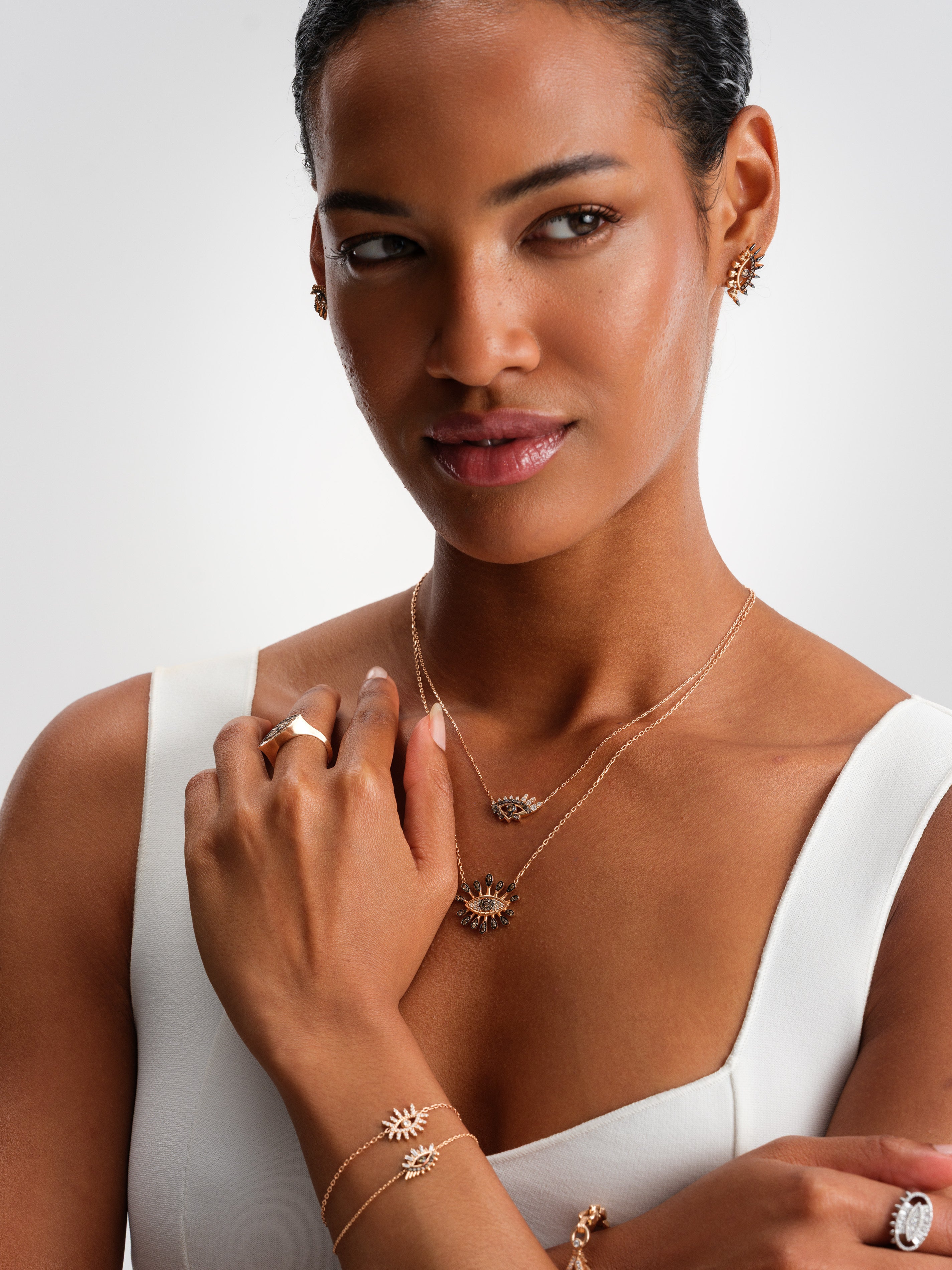 LUCKY EYES WHITE AND BLUE DIAMOND NECKLACE