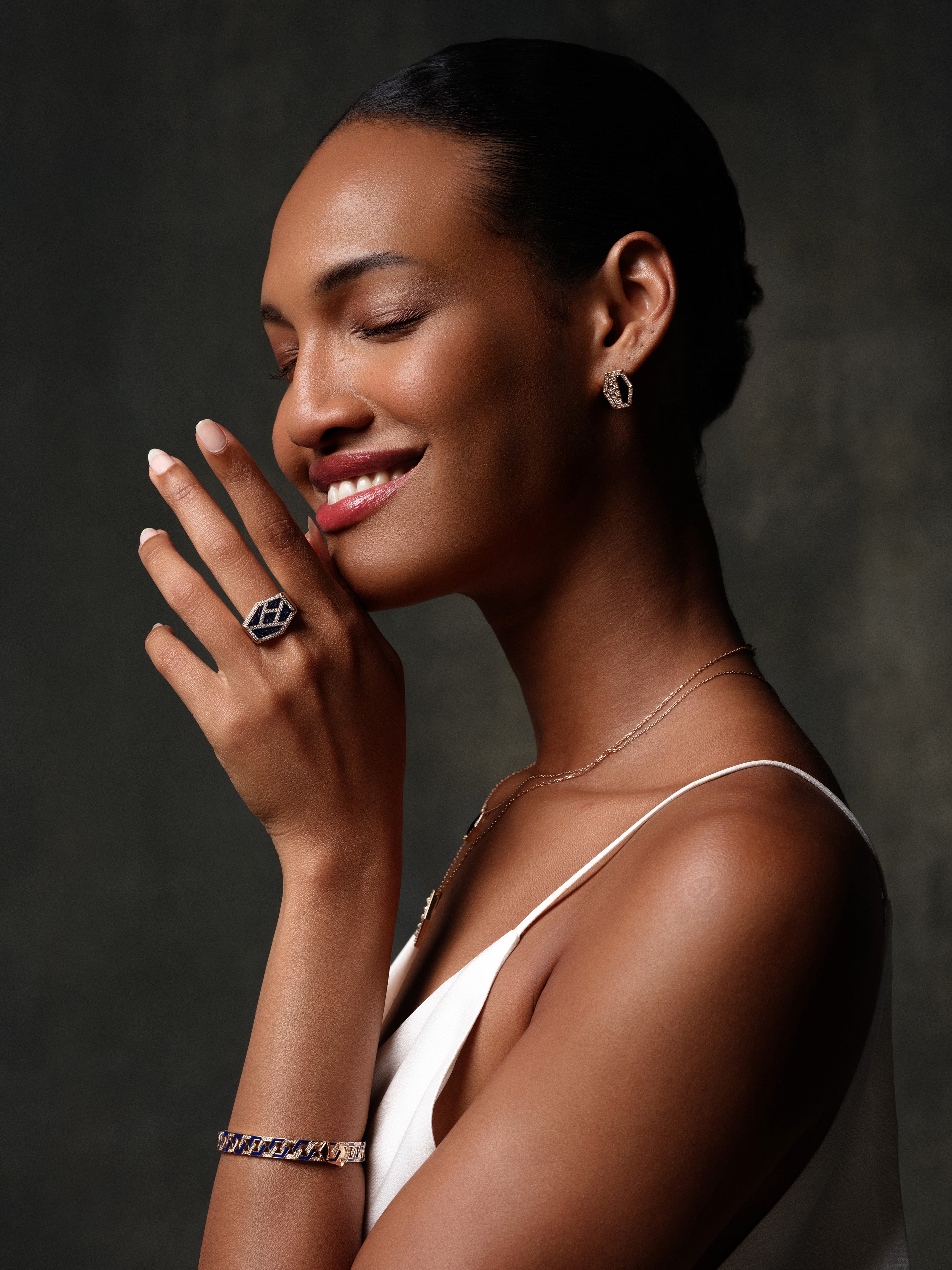 INTERSECTION DIAMOND ONYX EARRING