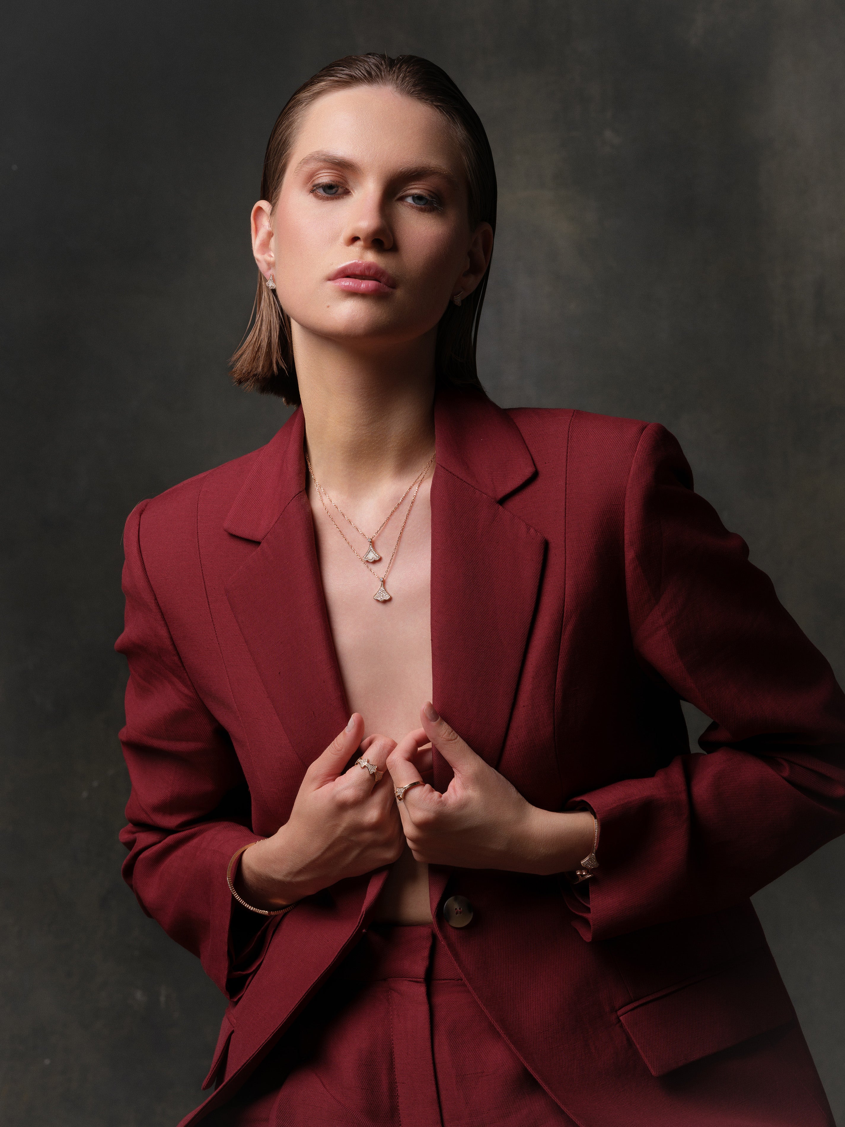 RUMI DIAMOND WITH WHITE ENAMEL NECKLACE