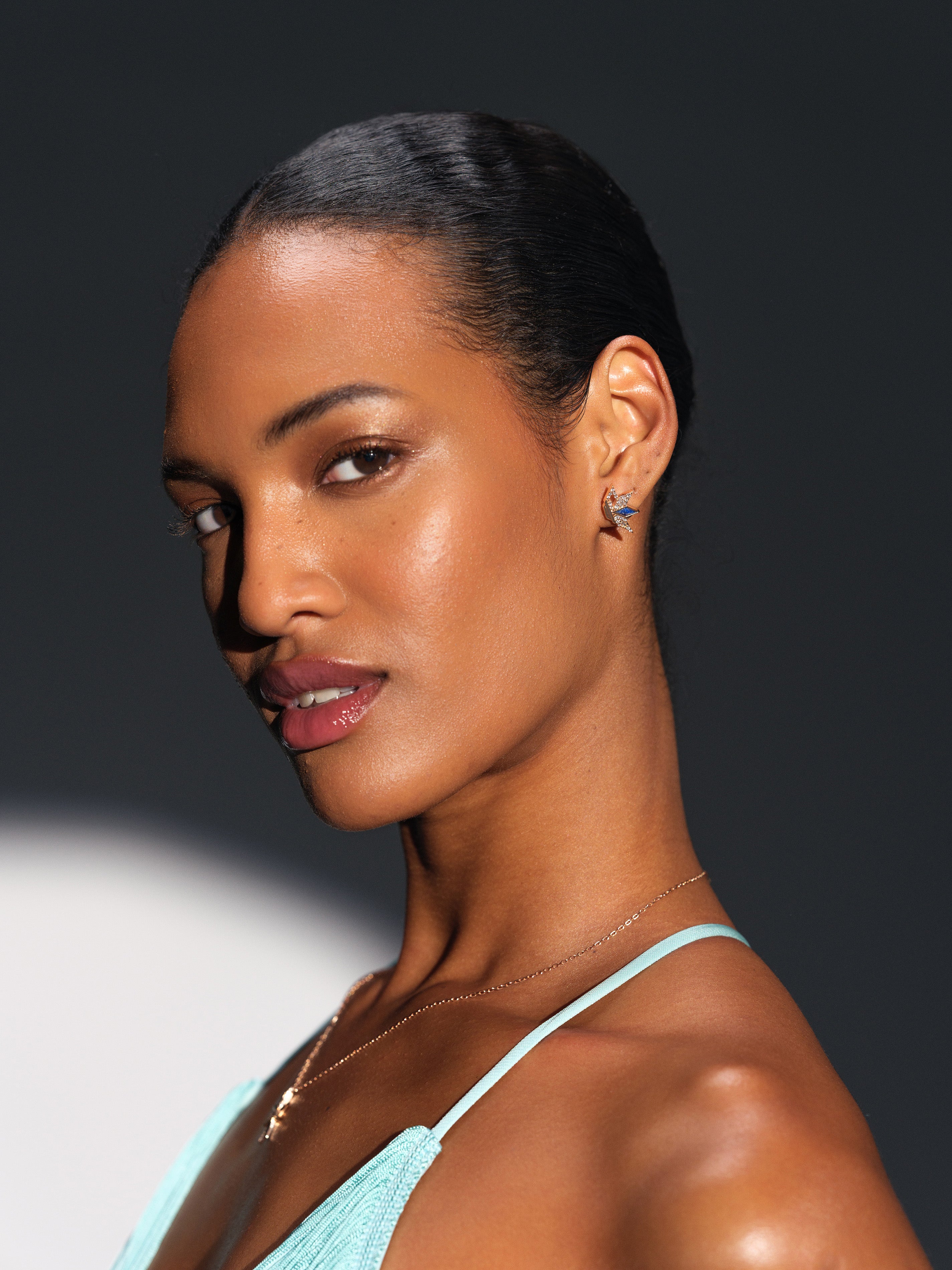 STERN DIAMOND WITH LAPIS SINGLE EARRING