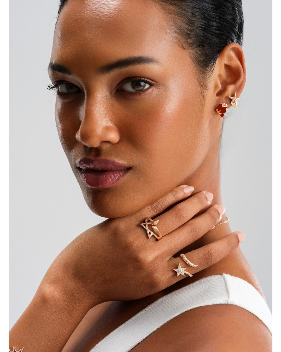 STERN DIAMOND CARNELIAN EARRINGS