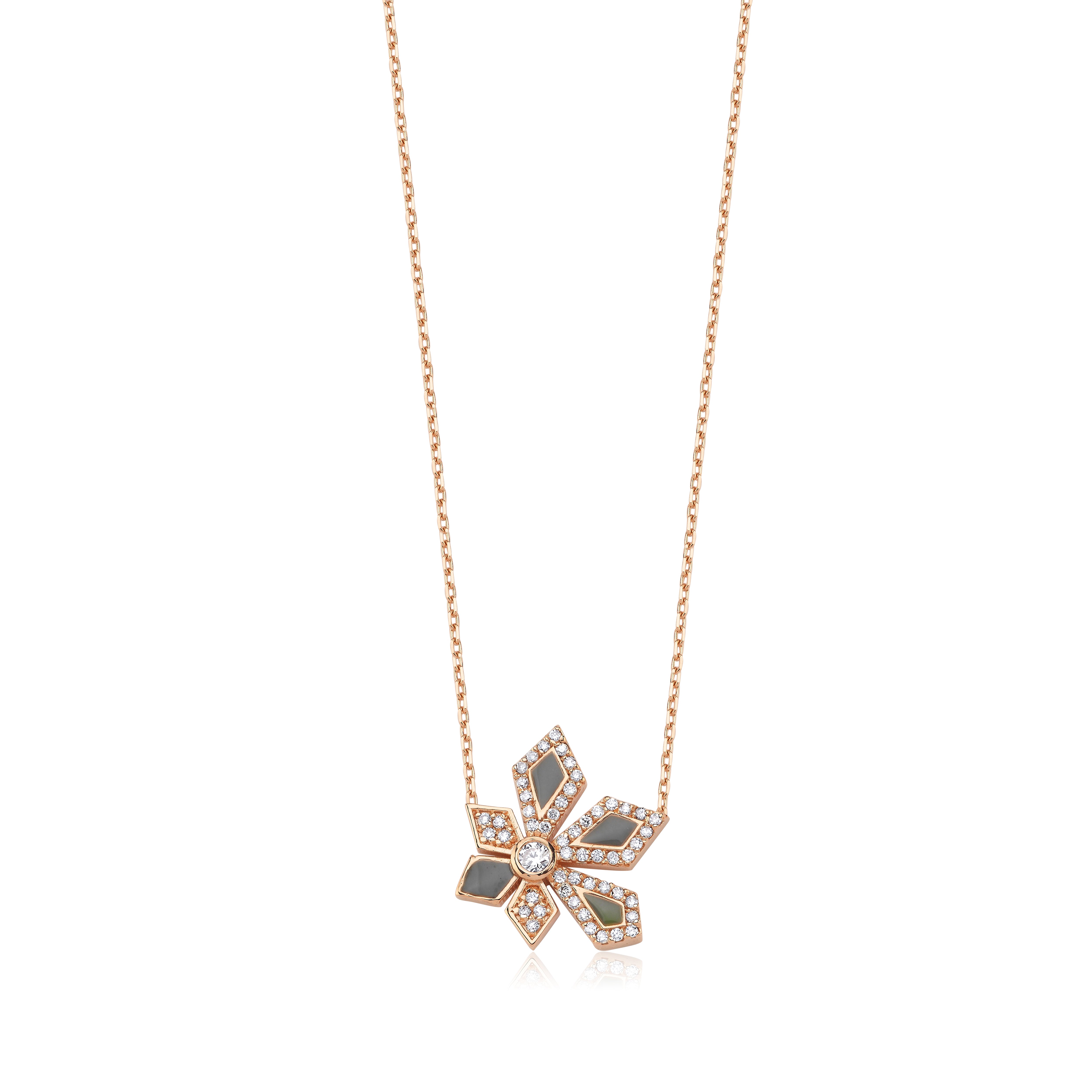 FIORE DIAMOND GRAY ENAMEL NECKLACE