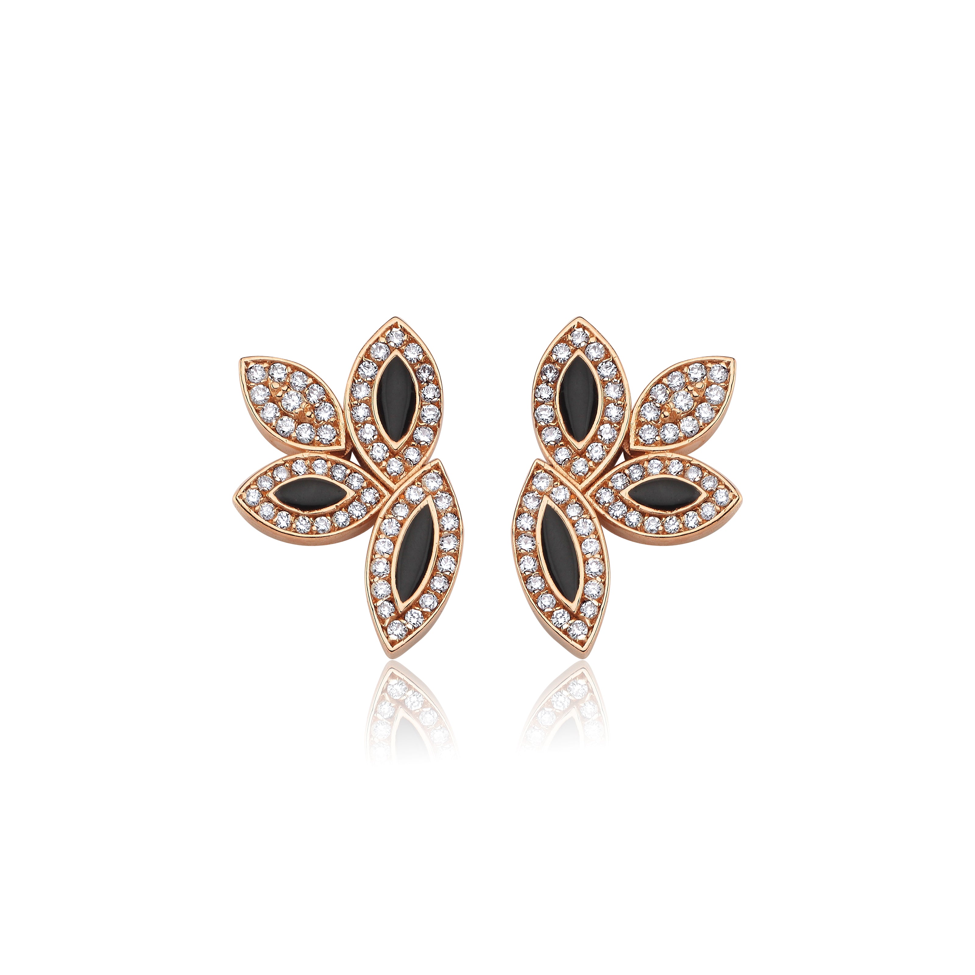 FIORE  DIAMOND BLACK ENAMEL EARRING