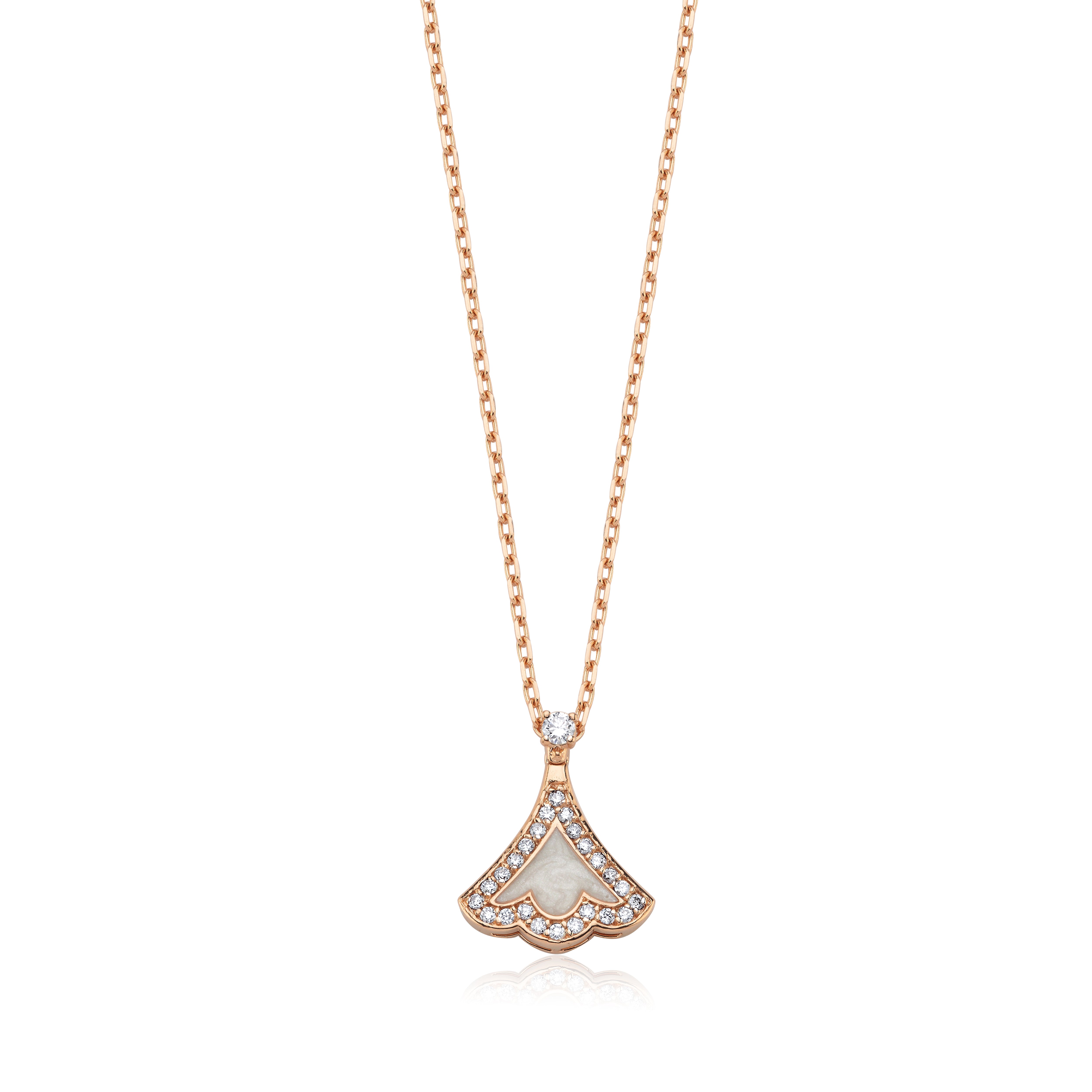 RUMI DIAMOND WITH WHITE ENAMEL NECKLACE