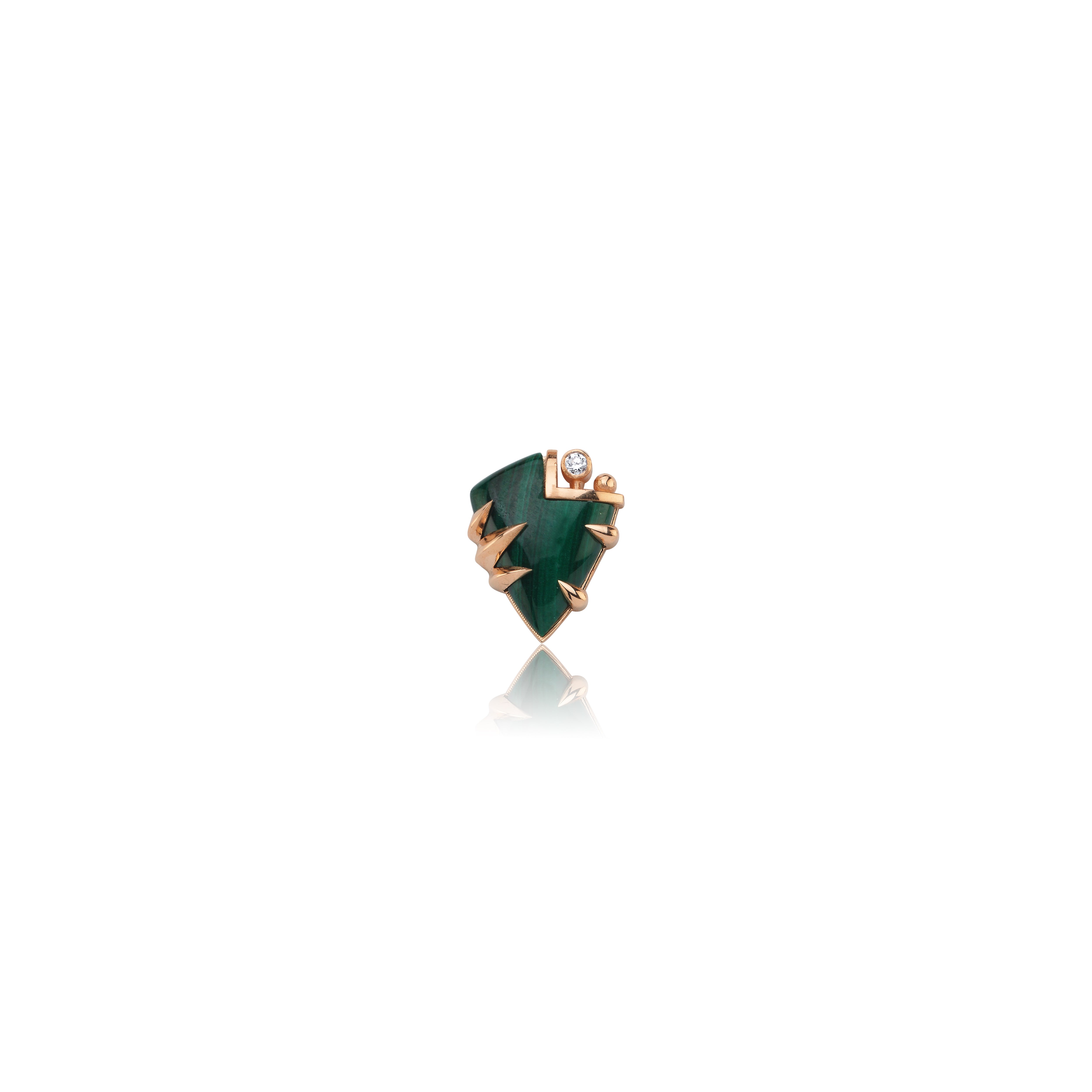 STERN DIAMOND WITH MALACHITE SINGLE EARRING