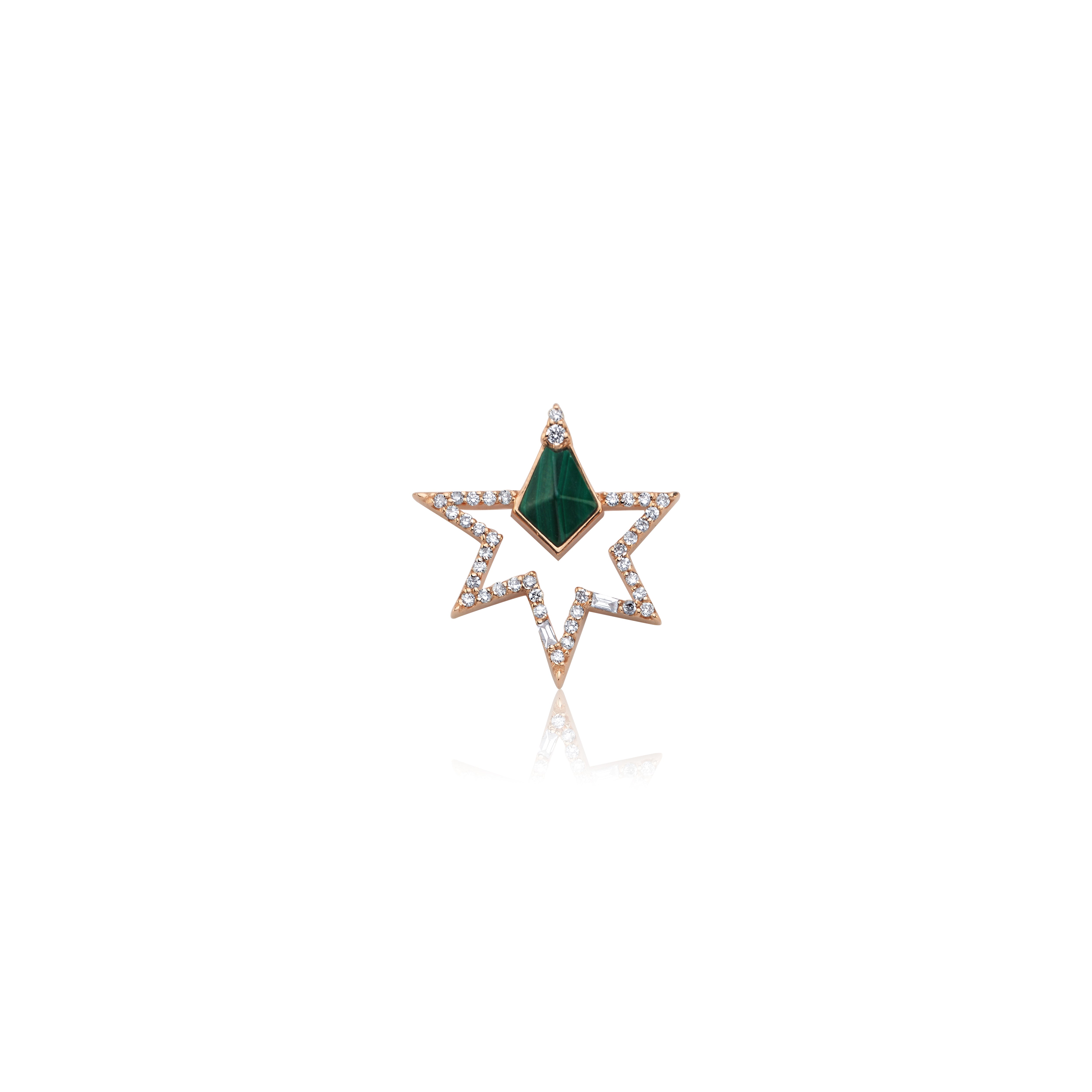 STERN DIAMOND WITH MALACHITE SINGLE EARRING