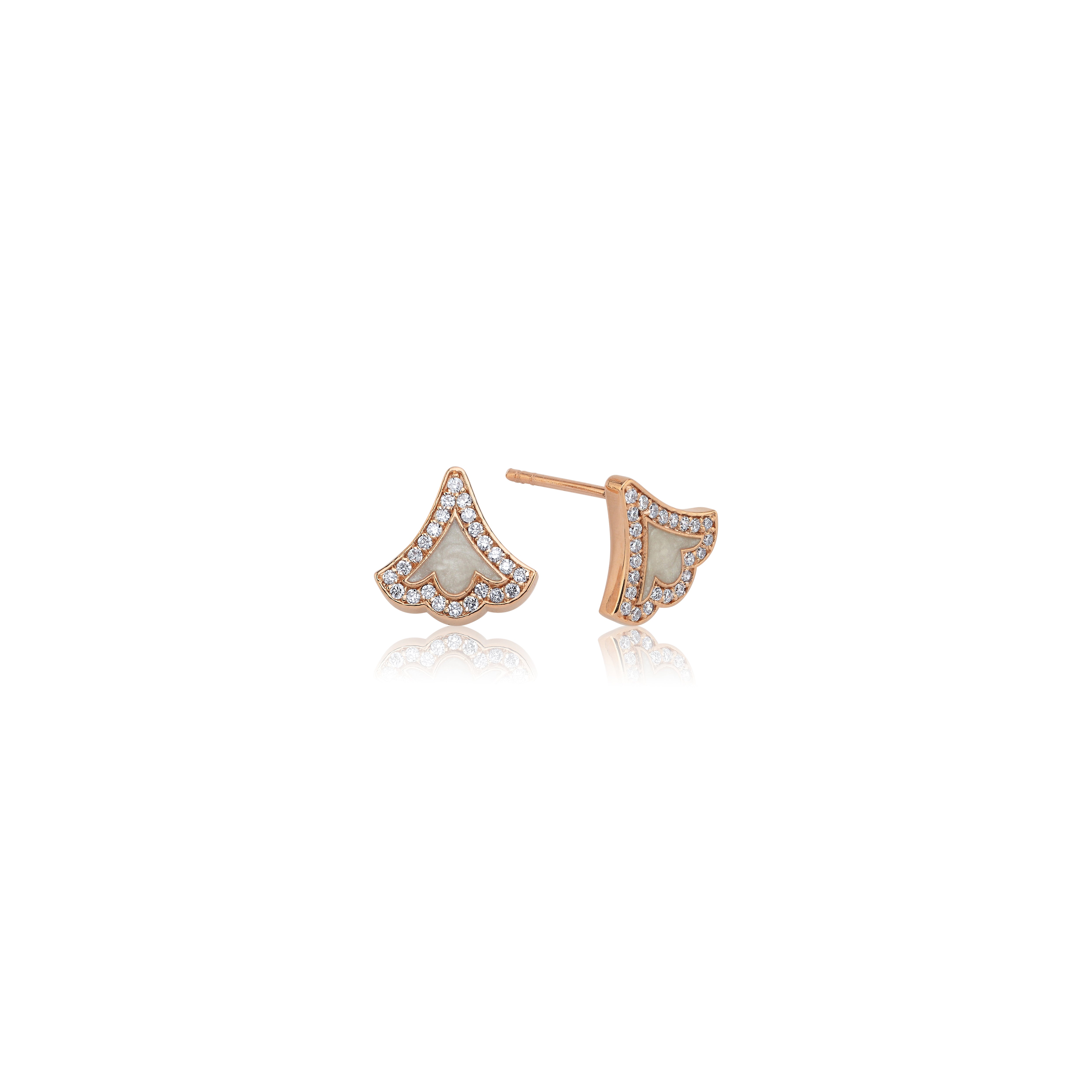 RUMI DIAMOND WHITE ENAMEL EARRING