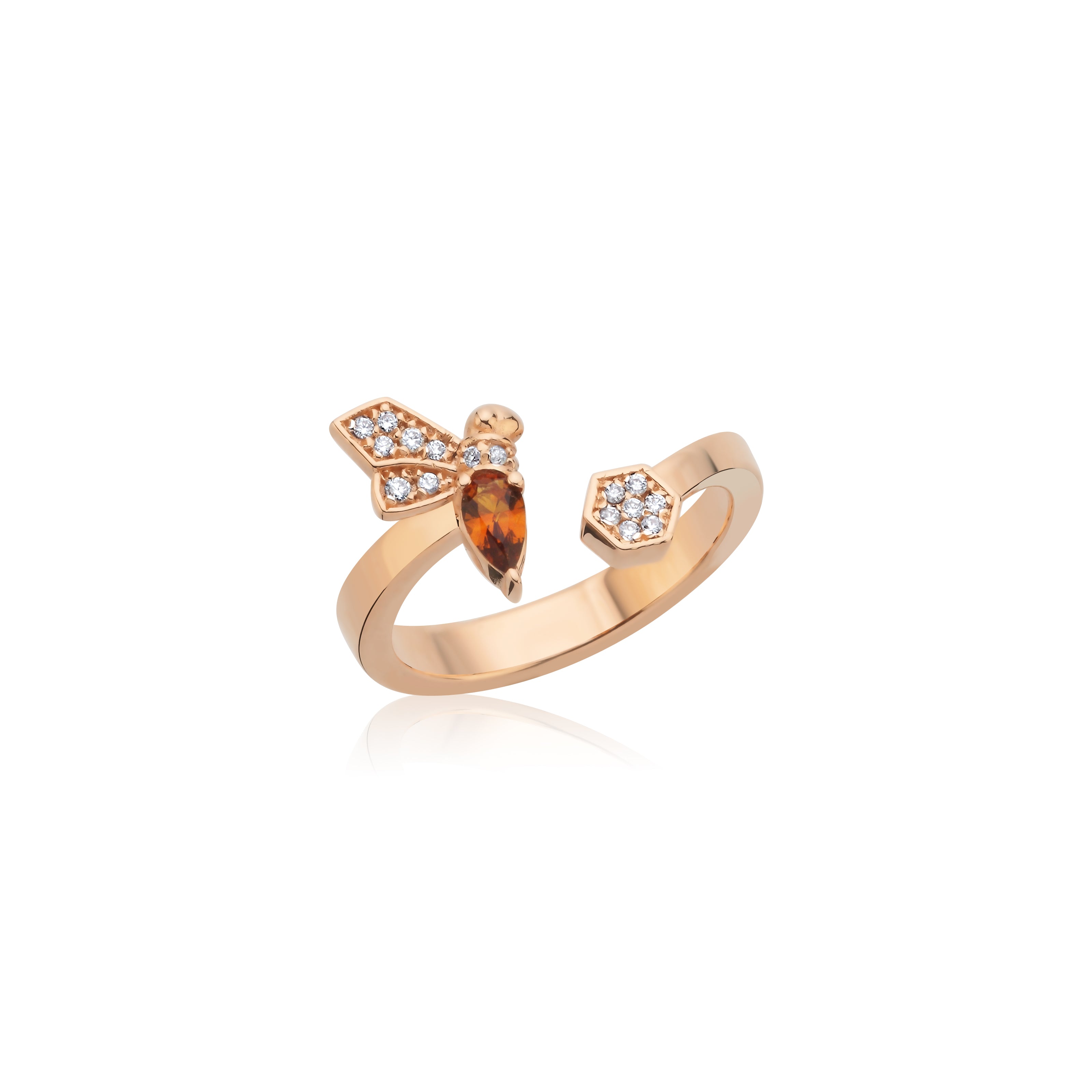 TO BEE SINGLE HONEYCOMB DIAMOND WITH NATURAL CITRINE RING