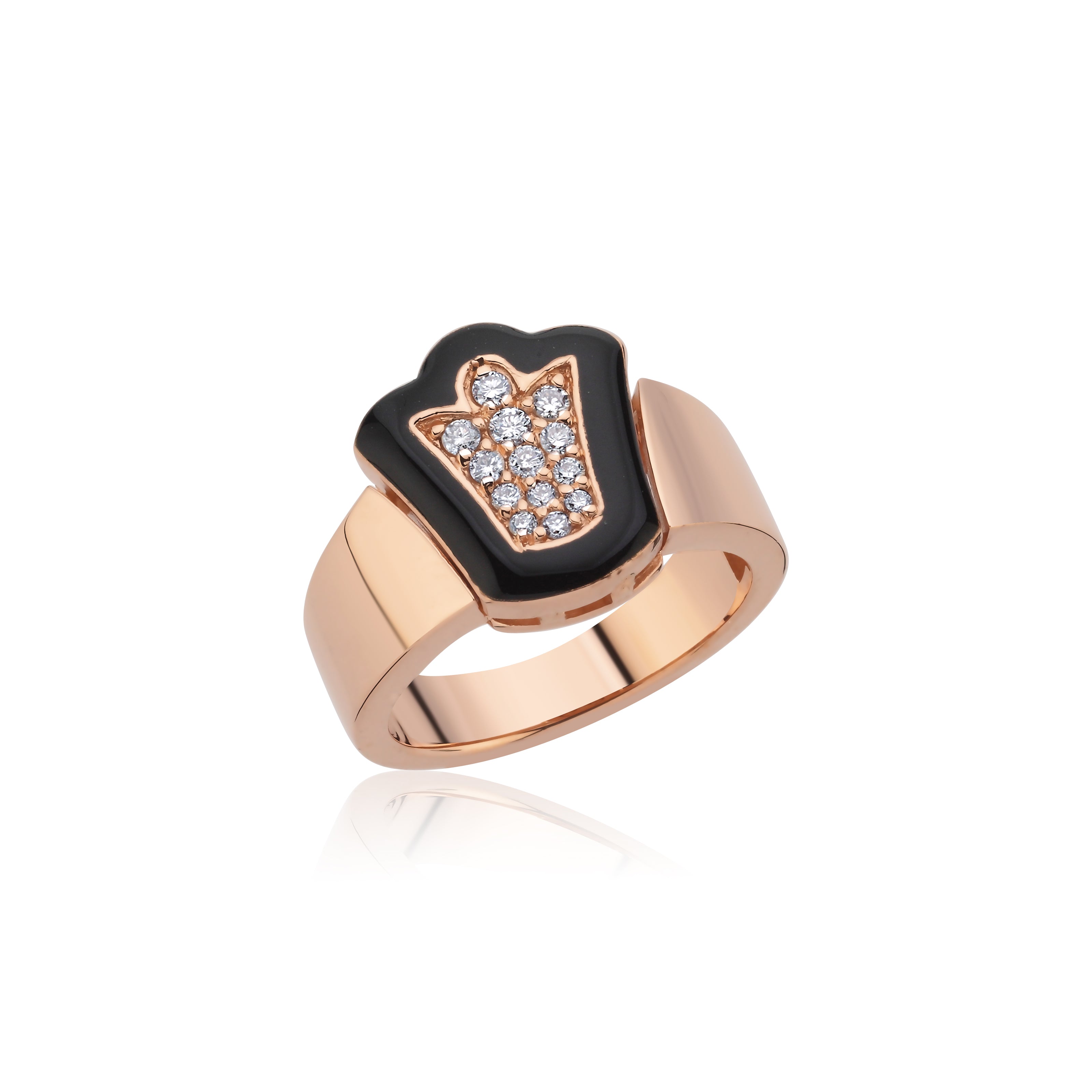 RUMI DIAMOND BLACK ENAMEL RING