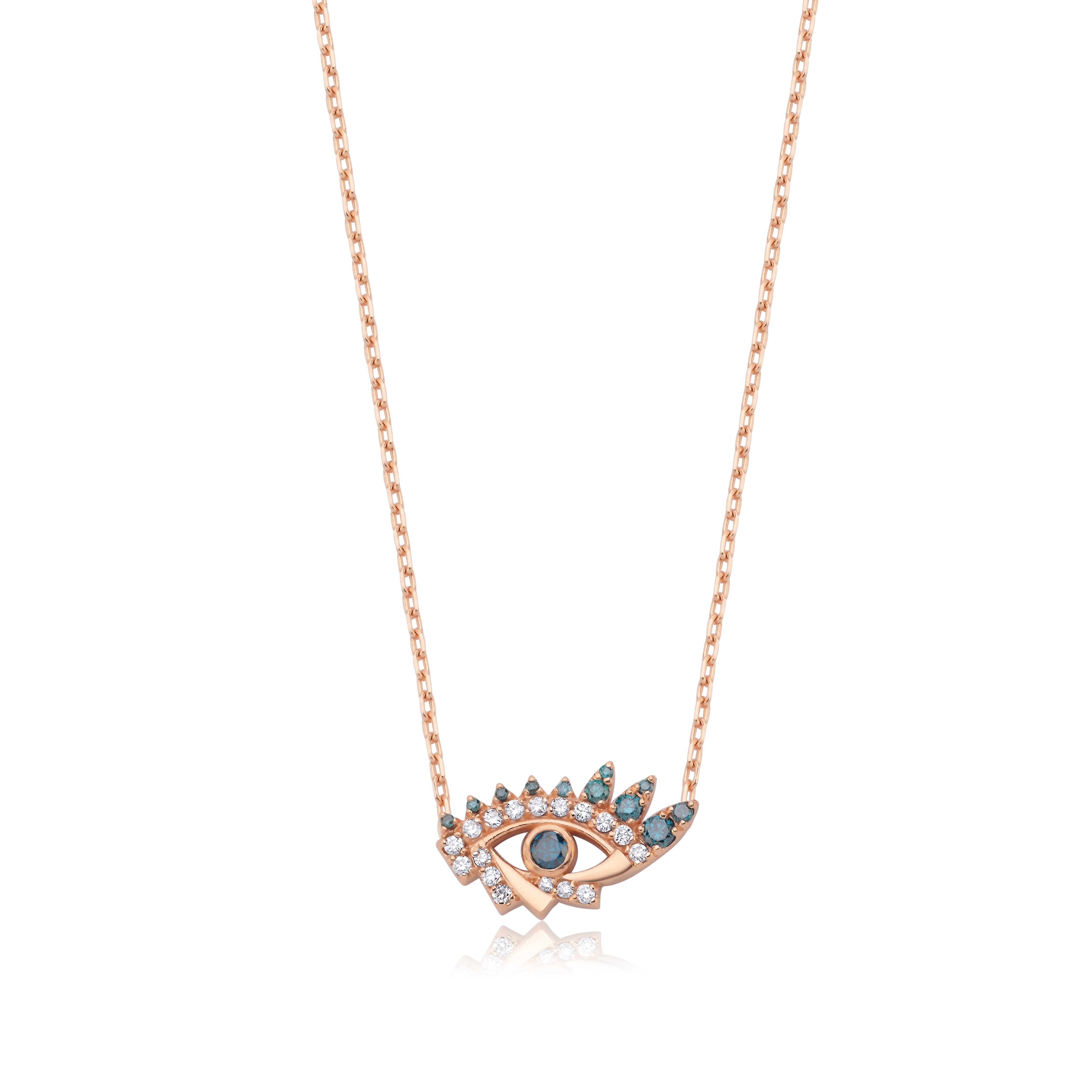 LUCKY EYES  WHITE AND BLUE DIAMOND NECKLACE